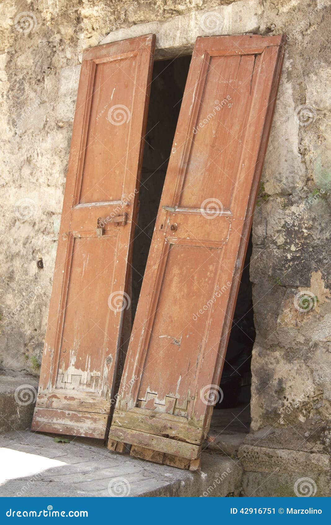 Unhinged double door stock image. Image of broken, double 42916751