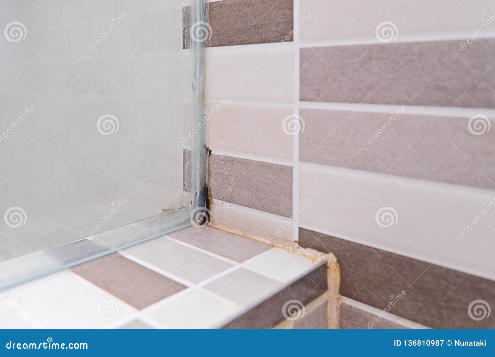 Unhygienic Dirty Mildew In Bathroom On Ceramic Floor Stock Image