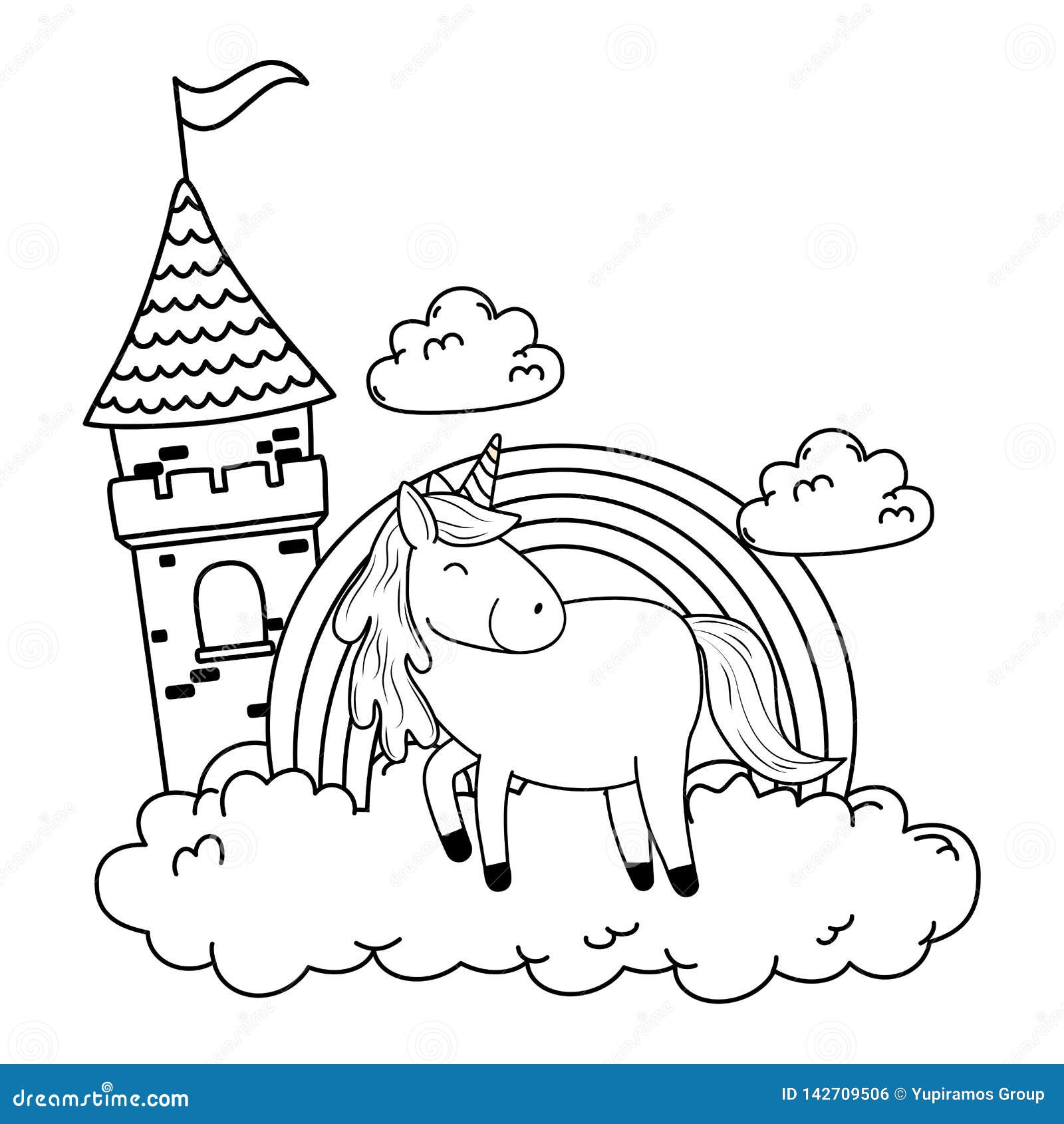 castelo de unicórnio para colorir ilustração colorida 6823337 Vetor no  Vecteezy