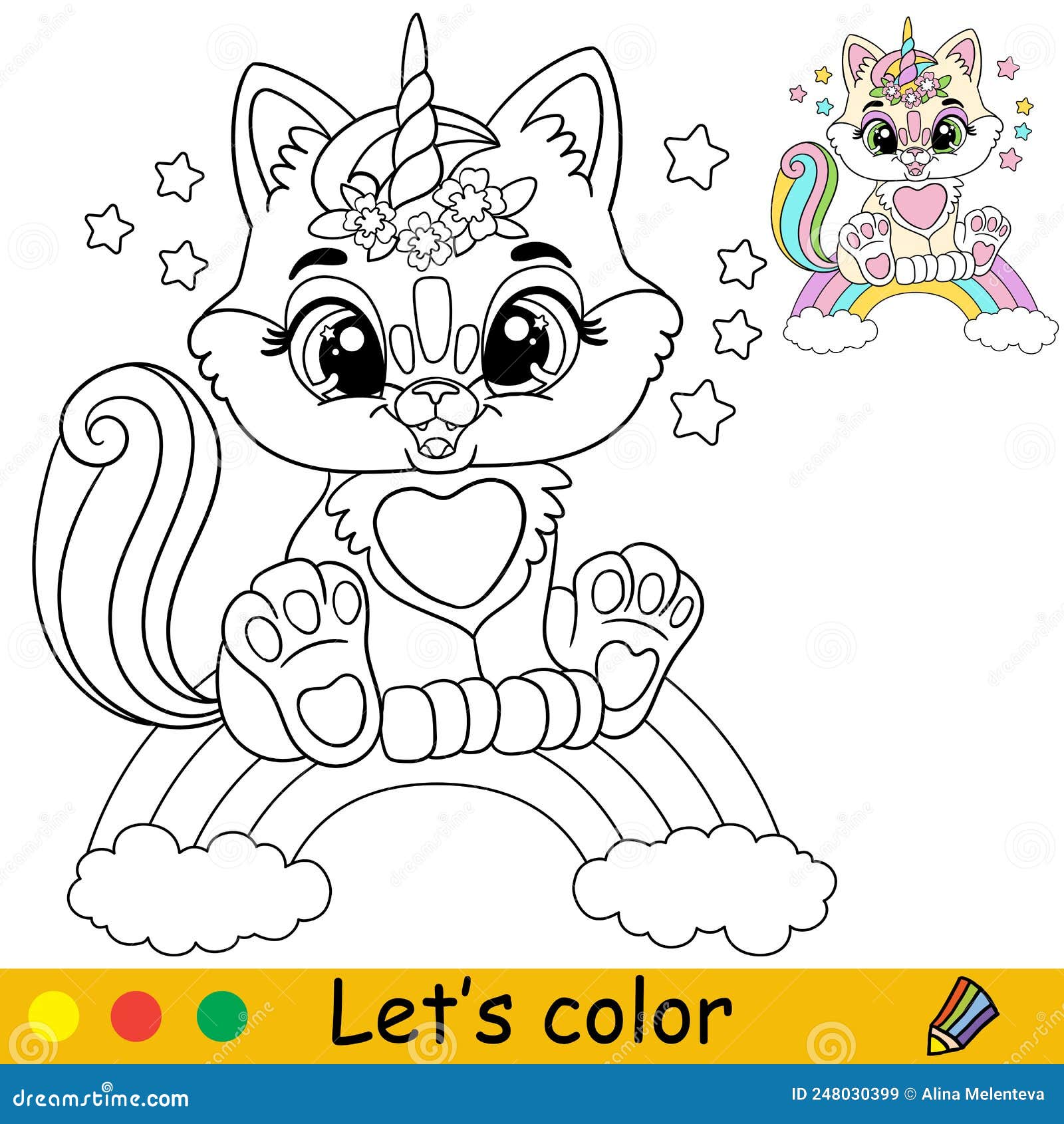 Desenhos de gato unicórnio deitado no arco-íris para colorir - Desenhos  para colorir grátis para imprimir