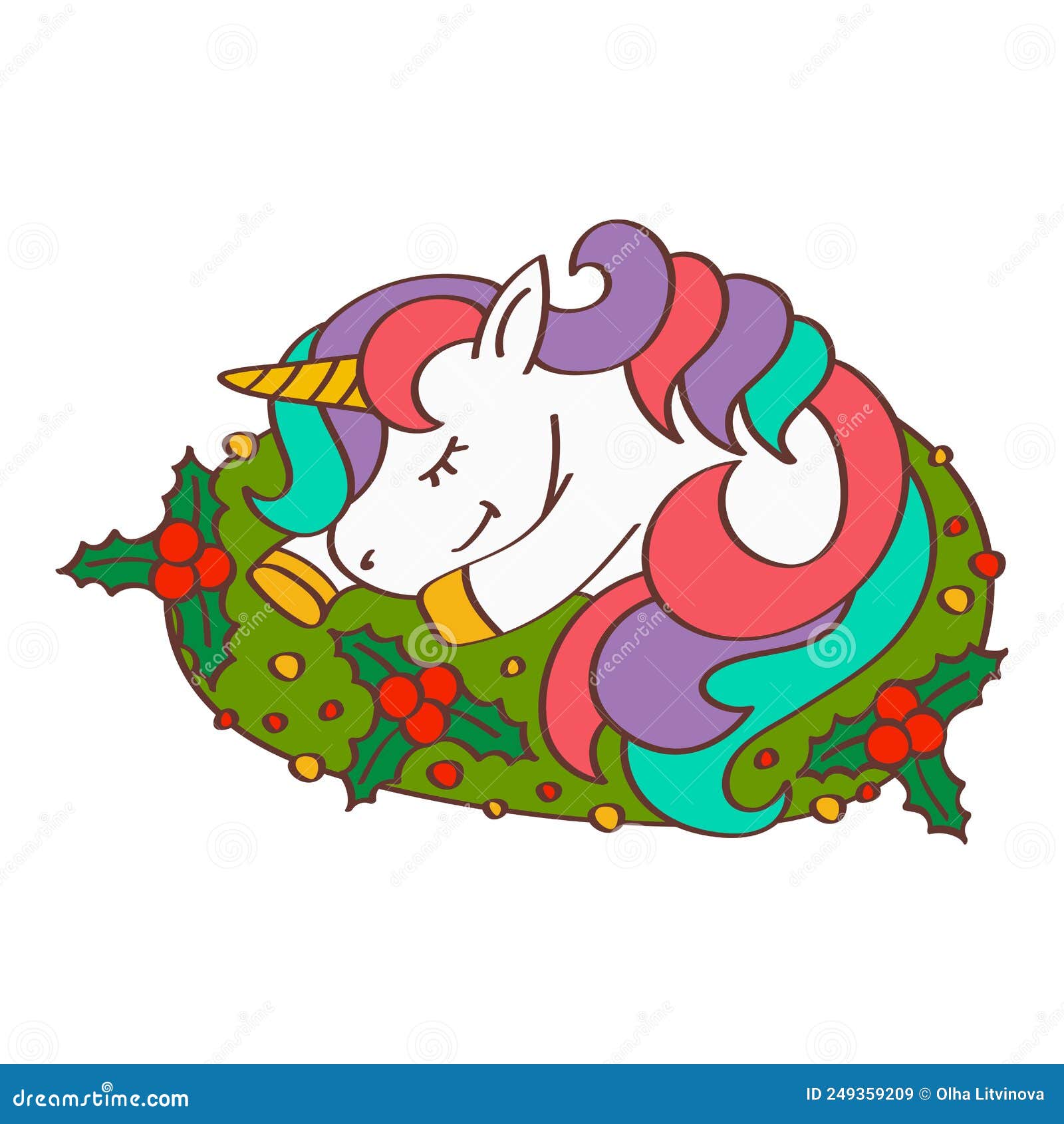 Clipart colorido de desenho animado de unicórnio com estrela