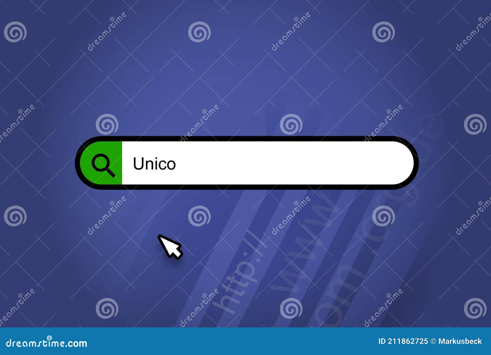unico - search engine, search bar with blue background