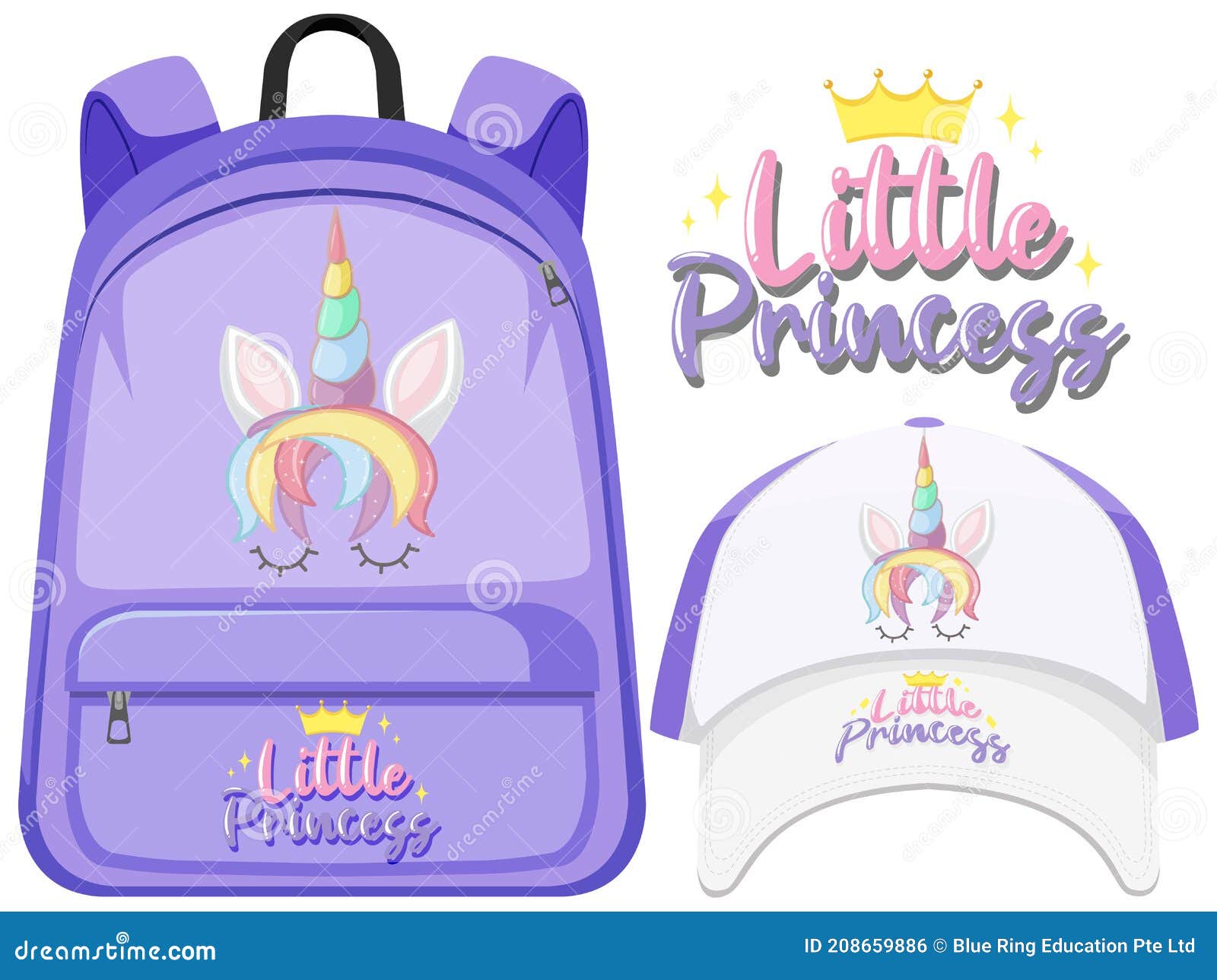 Unicorn Accessories Objects Theme Stock Vector Illustration of