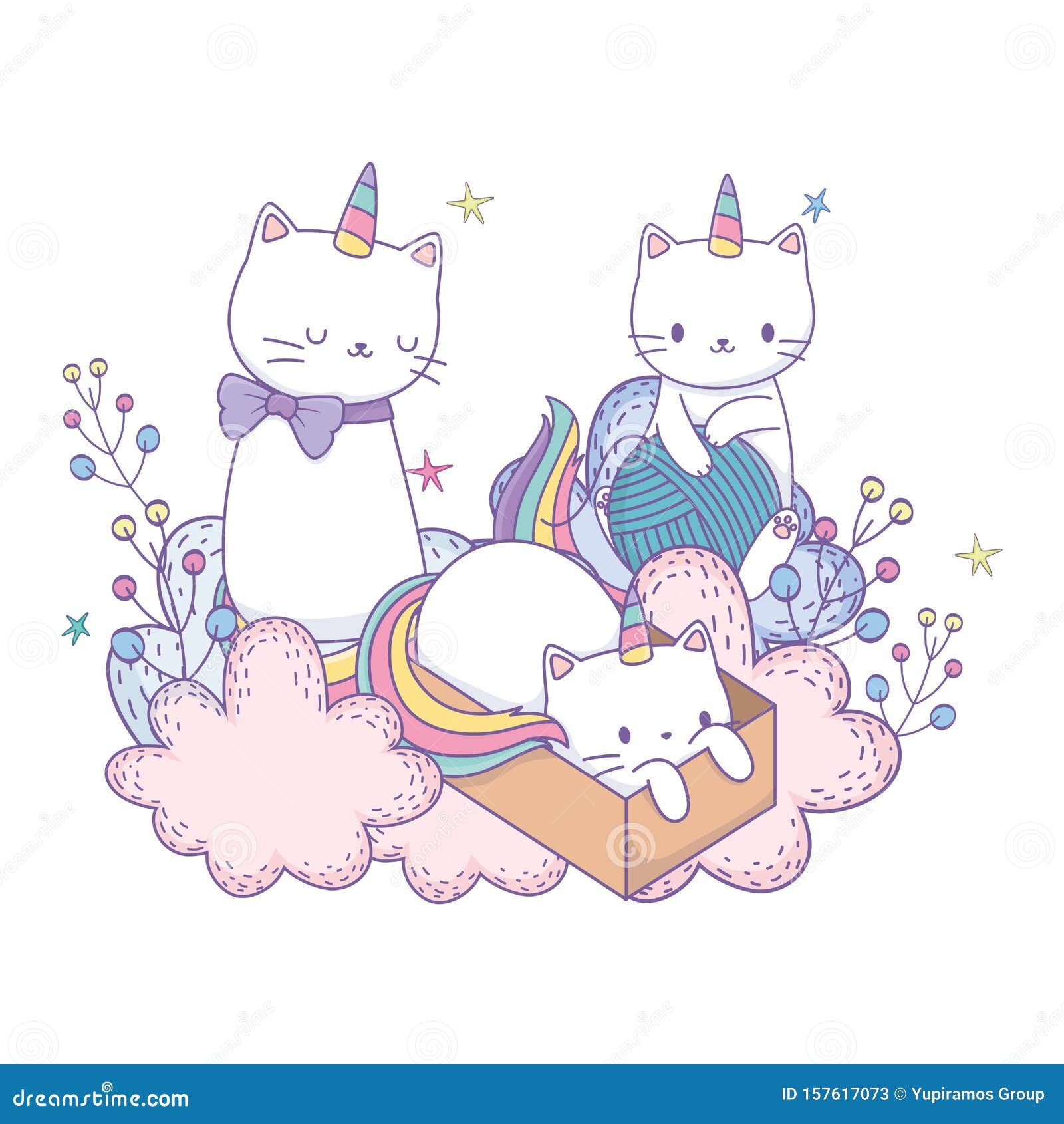 Unicorn Cats Cartoons Vector Design Stock Vector - Illustration of ...