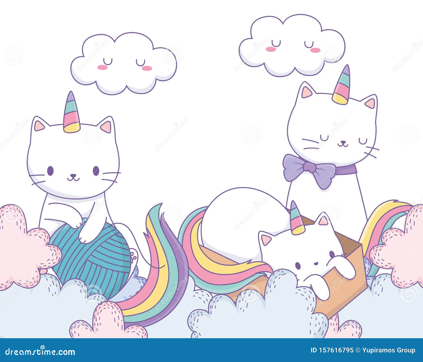 Unicorn Cats Cartoons Vector Design Stock Vector - Illustration of ...