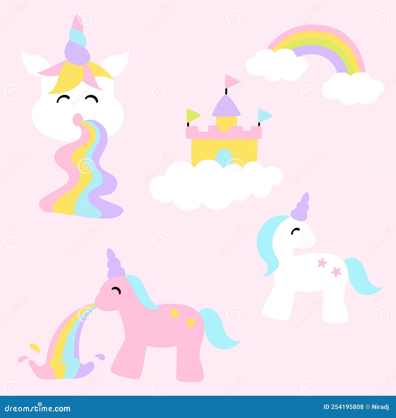 Unicorn Collection in Pastel Color Stock Vector - Illustration of ...