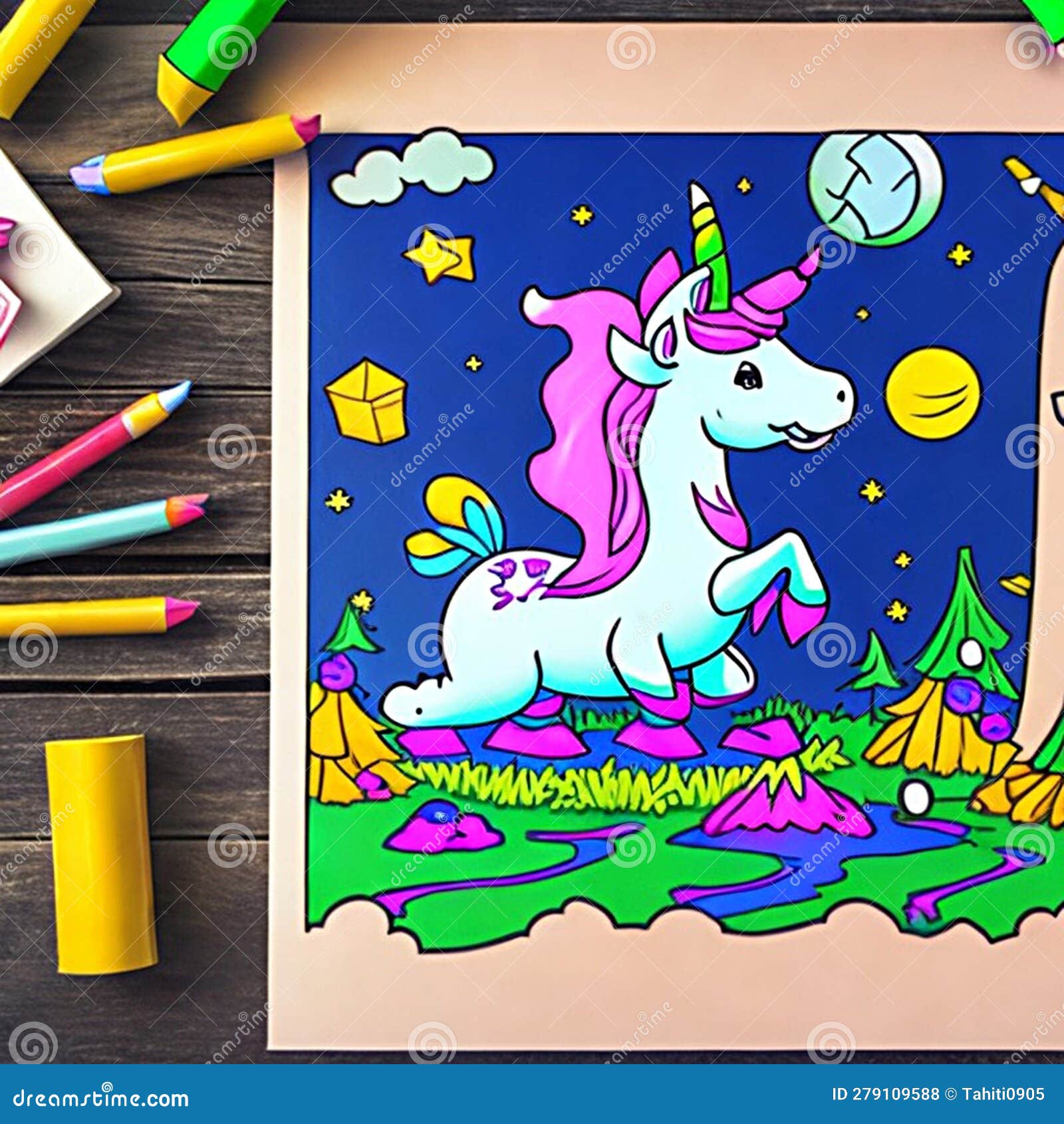 Unicorn Coloring Book Page RoyaltyFree Stock Image