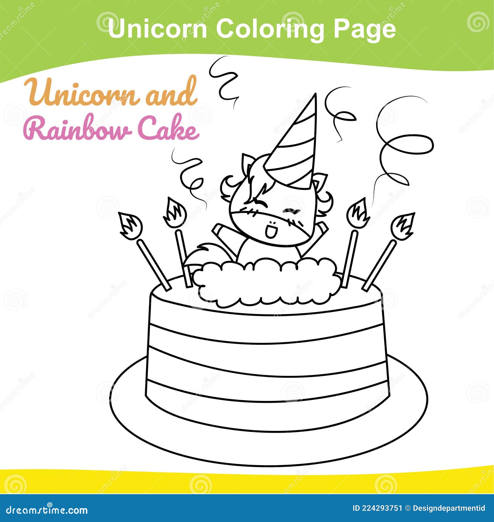 UNICORN BIRTHDAY Coloring Page Pre-drawn Canvas for Kids - Etsy Hong Kong