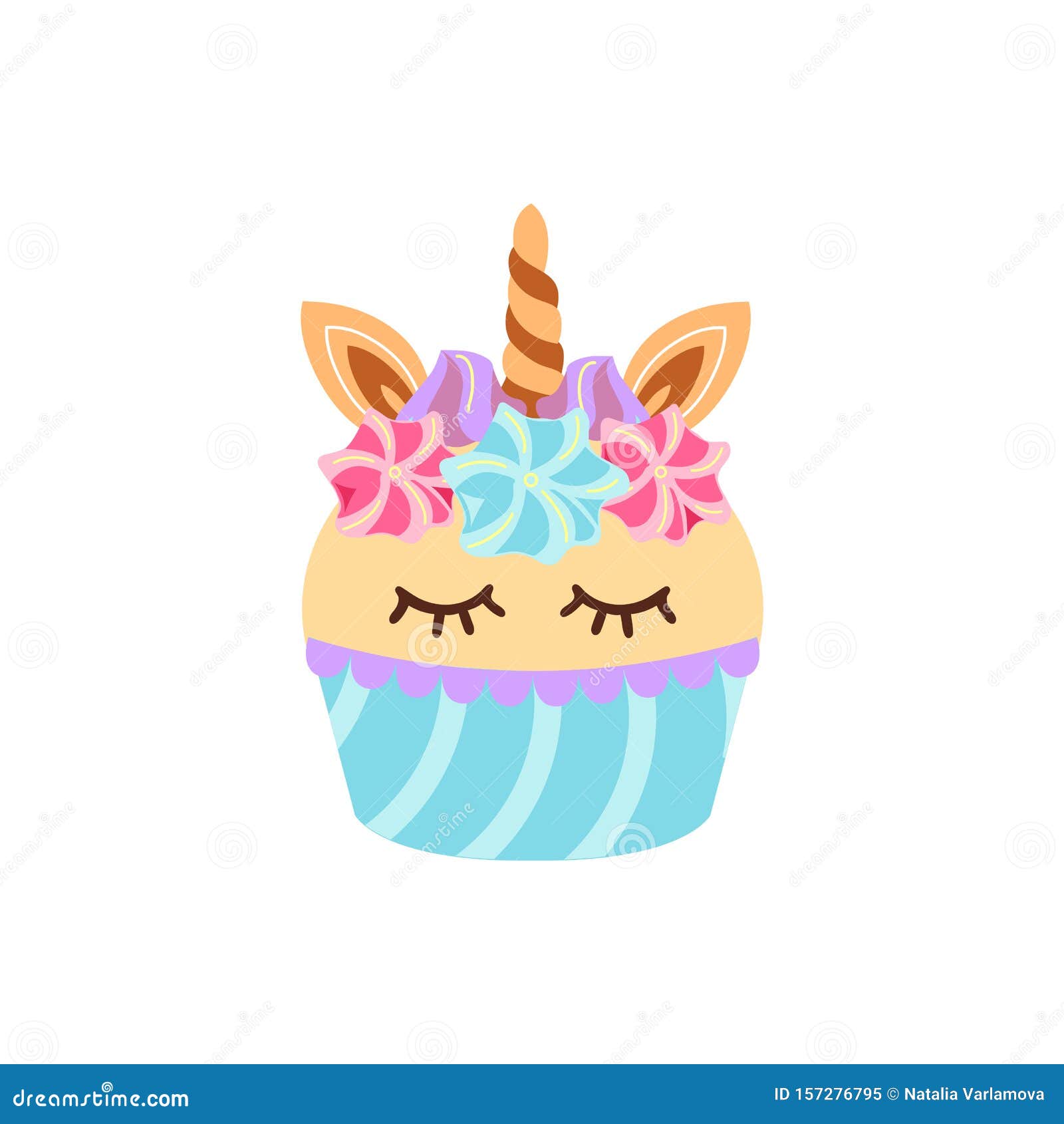 Unicorn Cupcake Vector Illustration Stock Vector - Illustration of