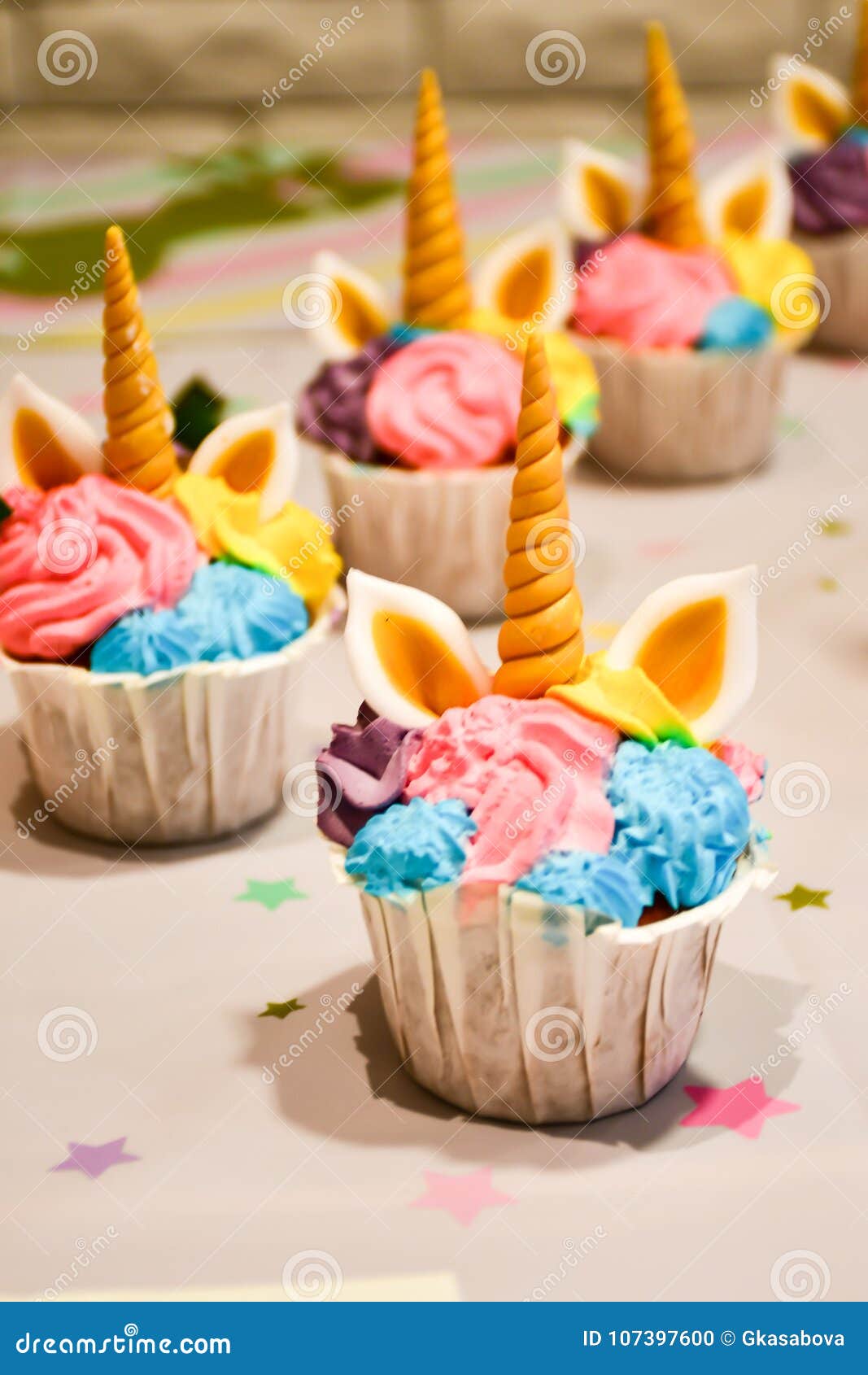 Unicorn Cupcakes for a Party Stock Photo - Image of rainbow ...