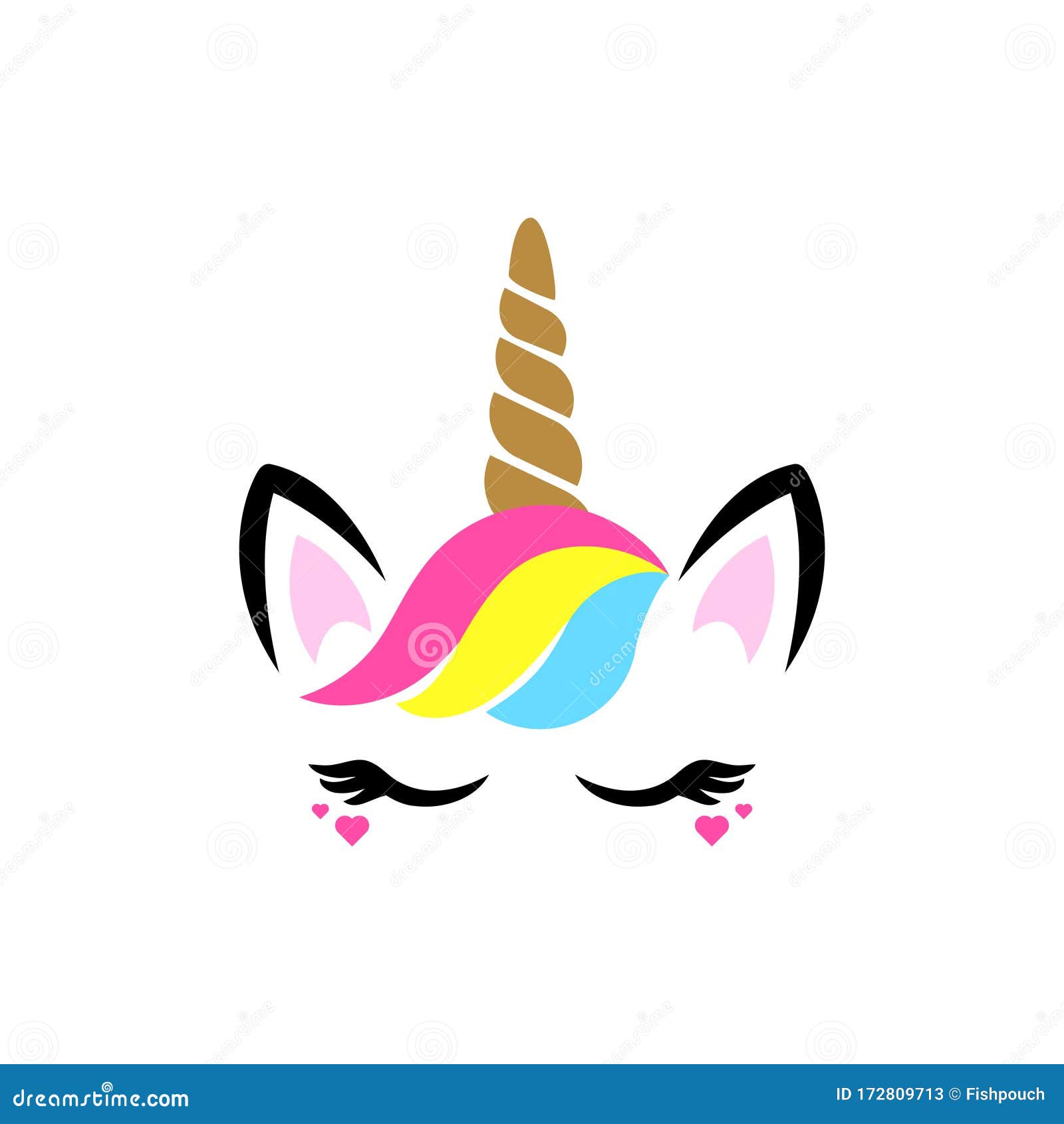 unicorn face with forelock cute clipart vector isolated