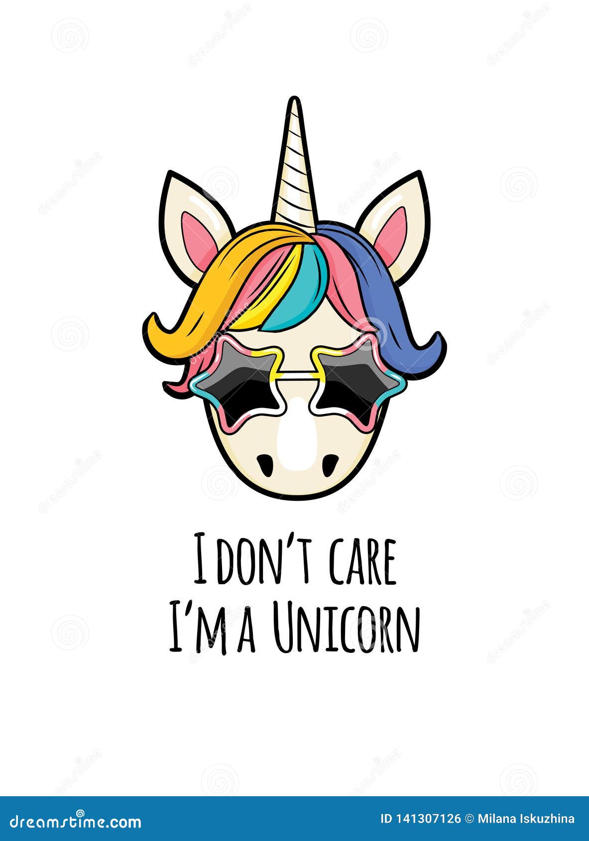 Unicorn Face with Quotes. Portrait of a Funny Unicorn Girl with Text Stock  Vector - Illustration of character, funny: 141307126