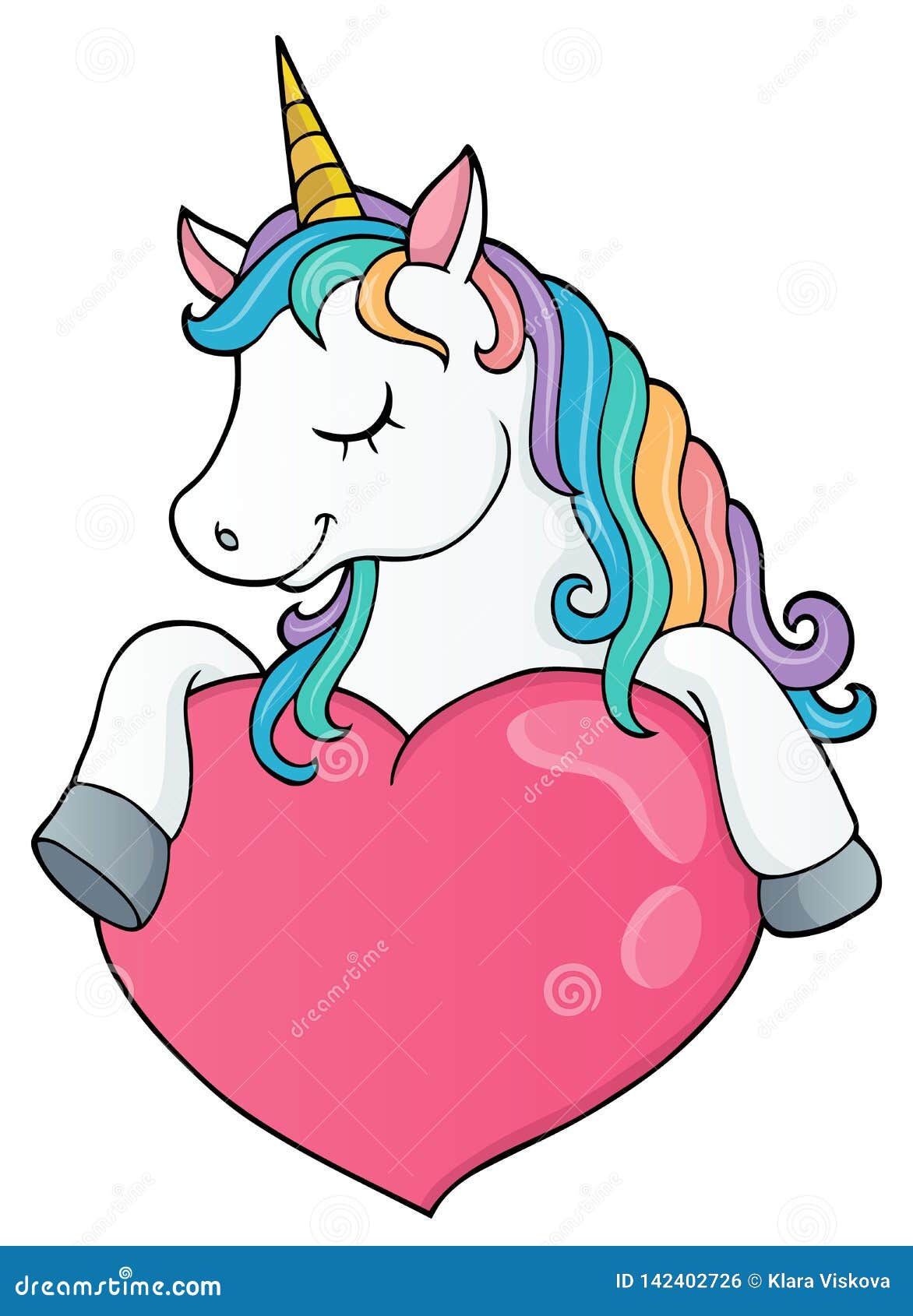 Unicorn and Heart Theme Image 1 Stock Vector - Illustration of fantasy