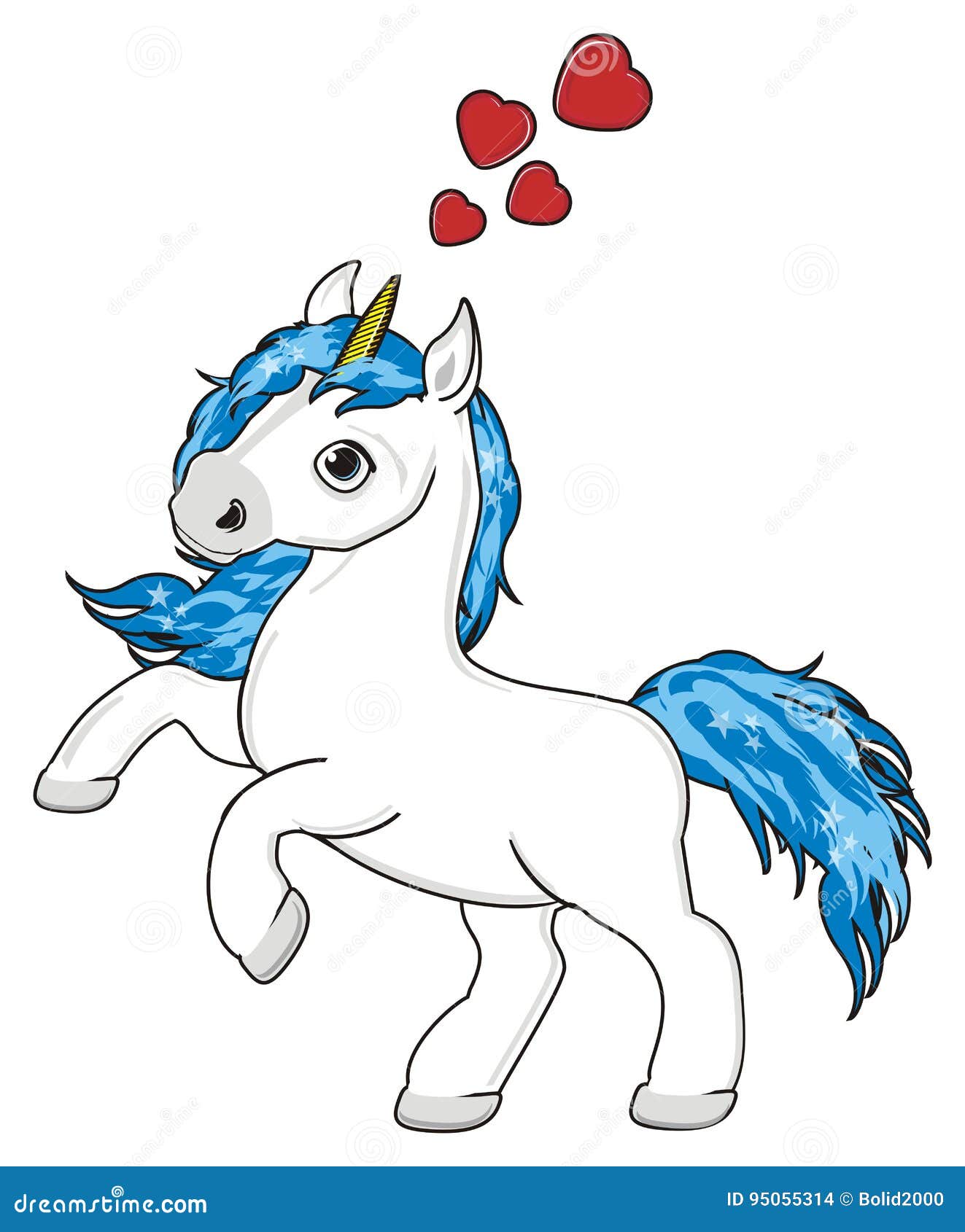 Download Unicorn And Hearts Stock Illustration Illustration Of Love 95055314