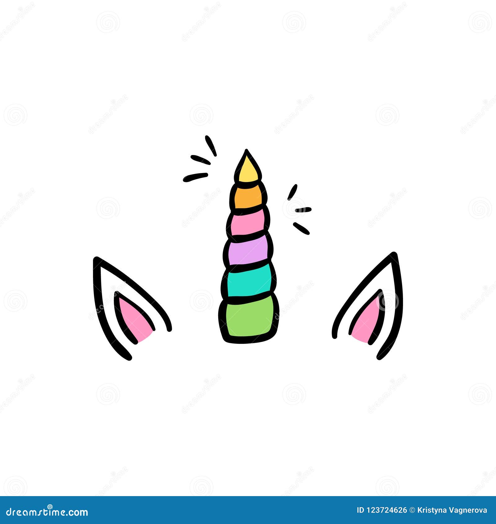 colorful unicorn horn and ears  