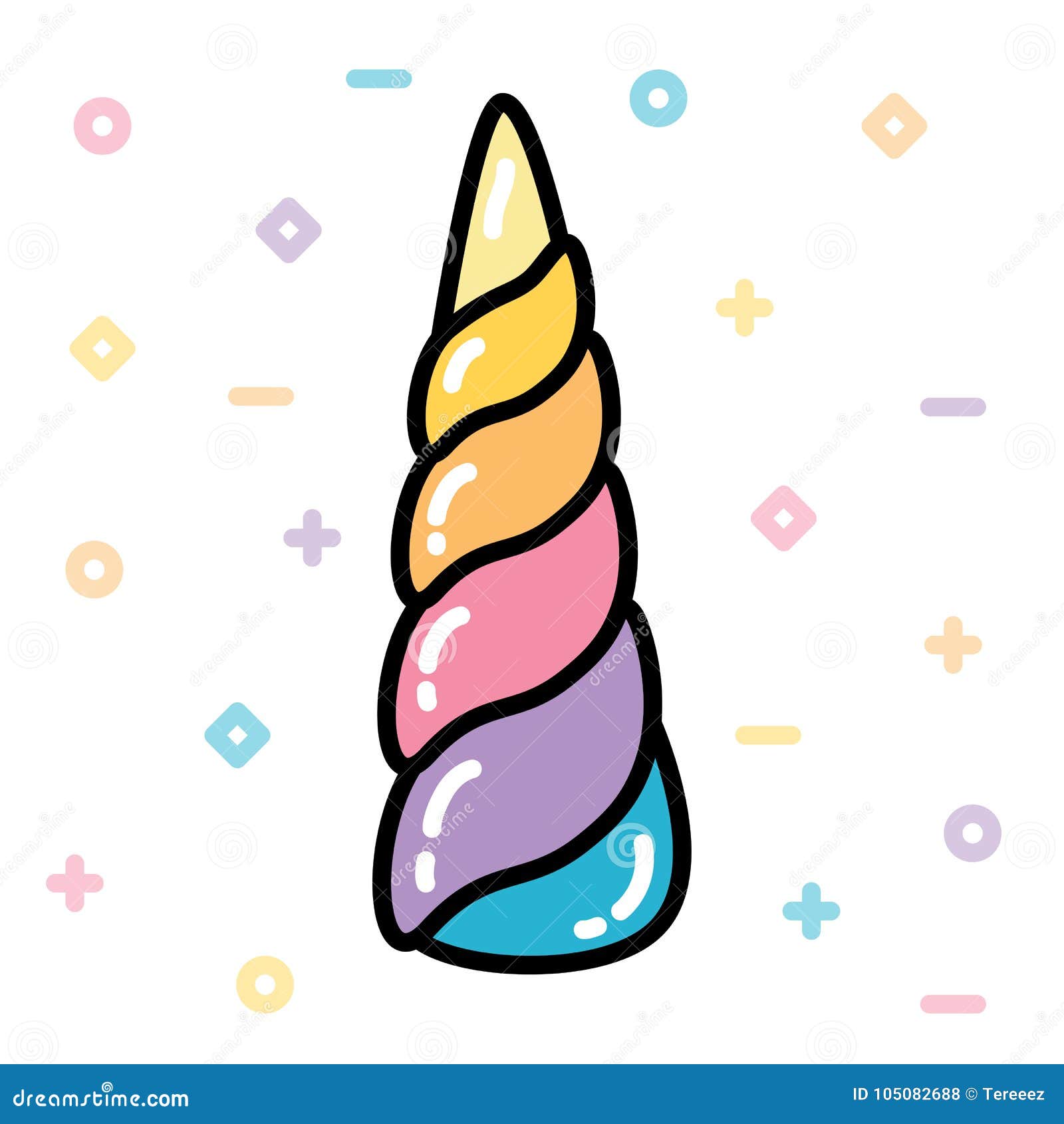 unicorn horn rainbow pastel black outline