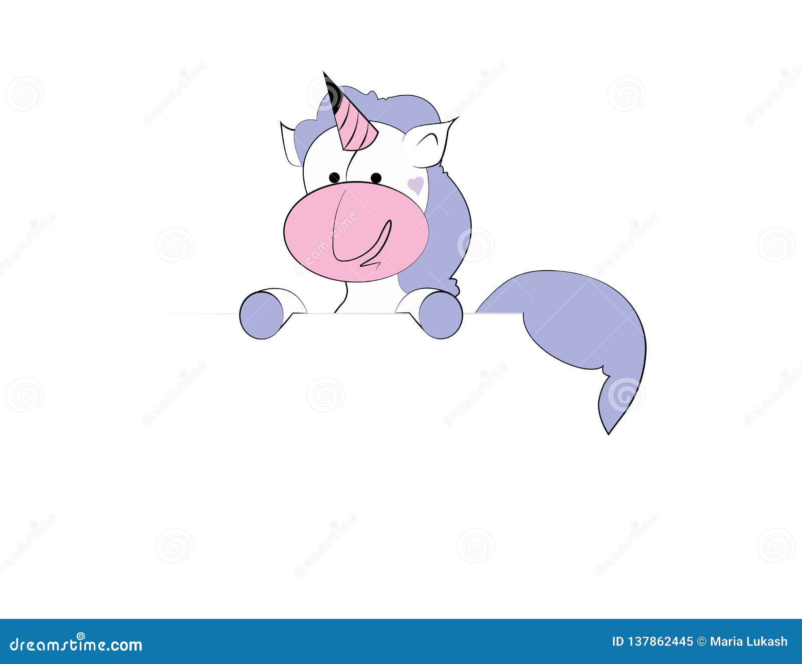 Cute Little Unicorn Vector With Purple Hair. Isolated. Unicorn Cartoon. Stock Vector
