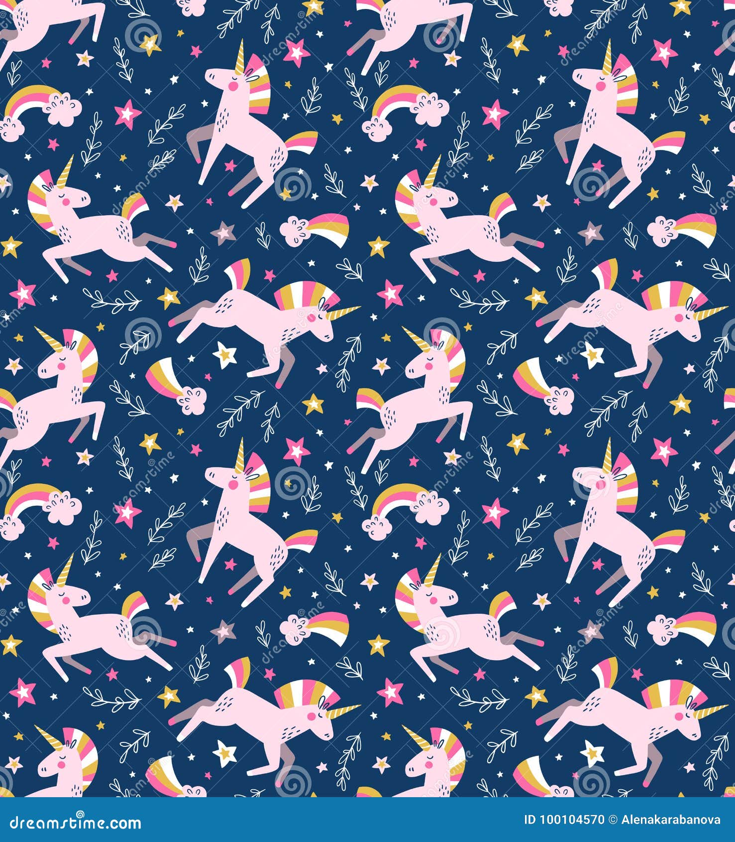 Unicorn Magic Seamless Vector Pattern. Funny Kids Design for Fabric ...