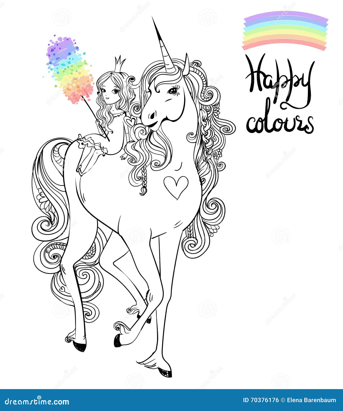 unicorn and princess stock vector  image 70376176