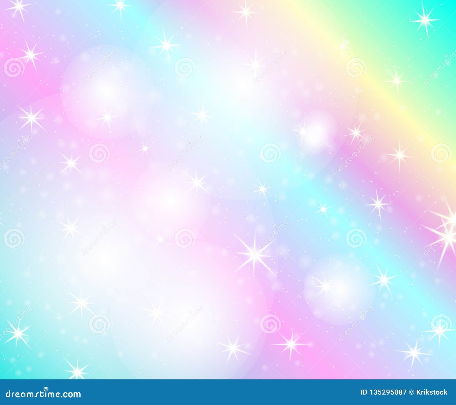 Unicorn Rainbow Background. Holographic Sky In Pastel Color. Bright Mermaid Pattern In Princess ...