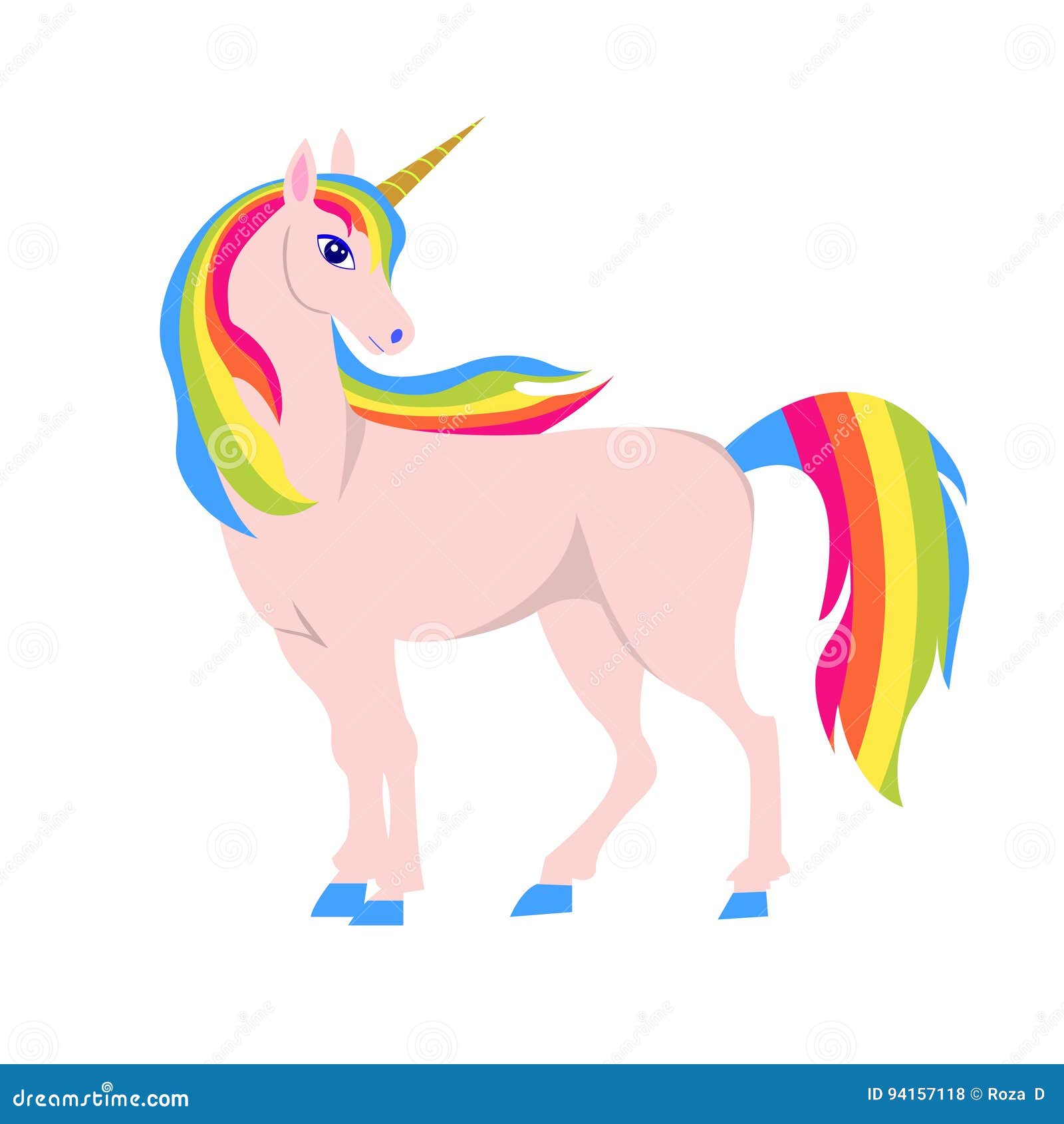 Unicorn, Rainbow Hair, Isolated Stock Vector - Illustration of cheerful ...