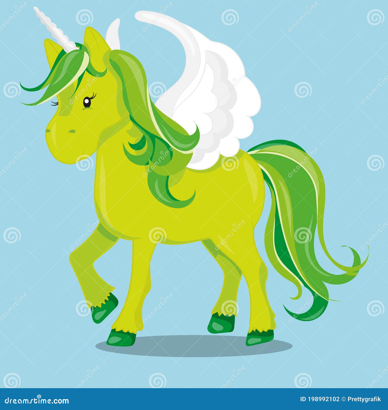 Unicorn and Rainbows Green 01 Stock Vector - Illustration of green ...