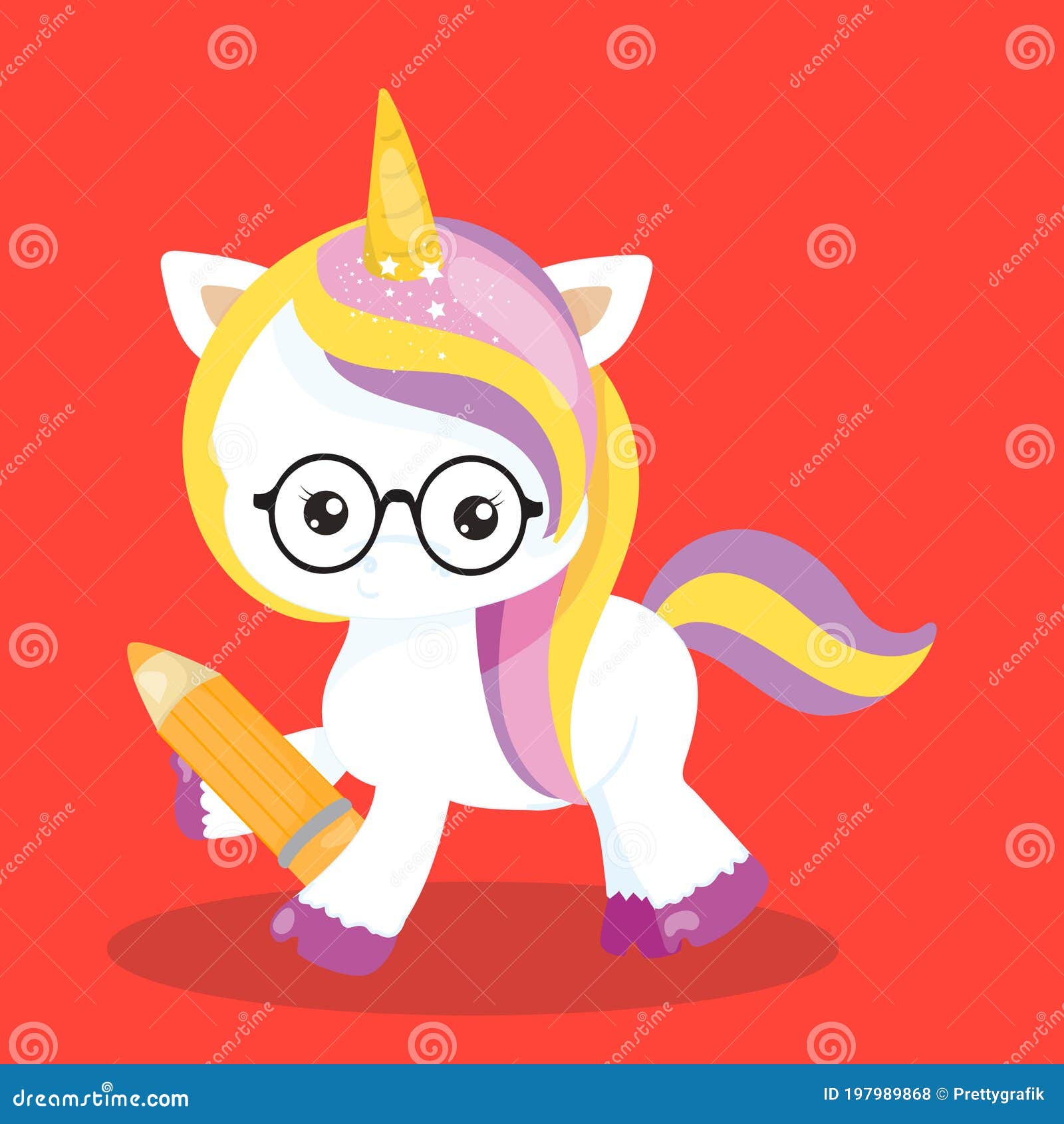 Unicorn School with Pencil 03 Stock Vector Illustration of cartoon
