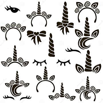 Unicorn symbols set. stock illustration. Illustration of head - 96086192