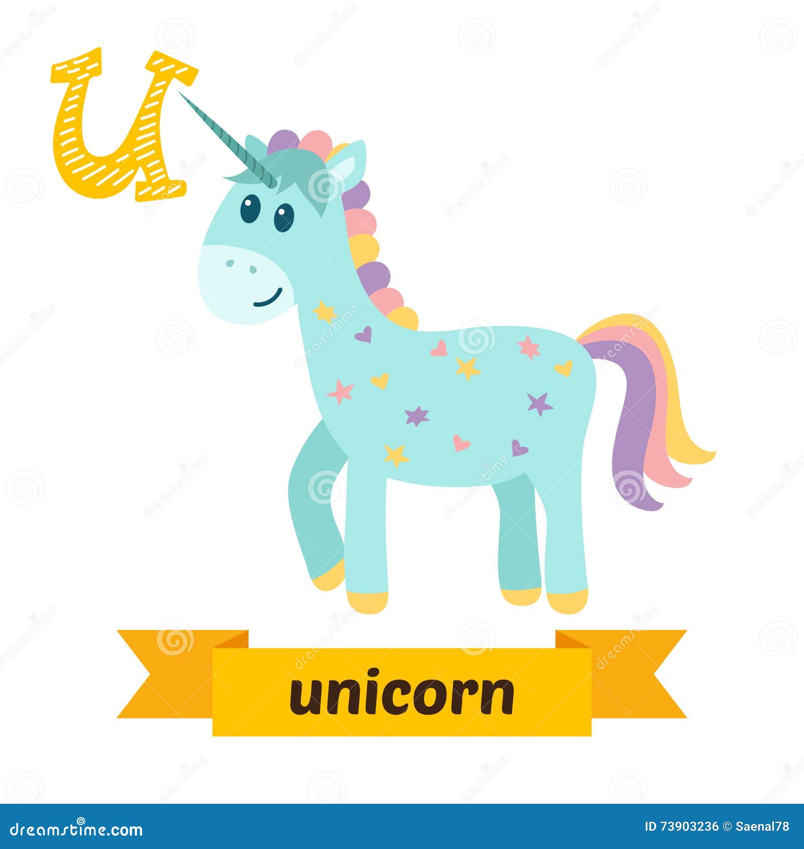 Unicorn. U Letter. Cute Children Animal Alphabet in Vector Stock Vector -  Illustration of magic, character: 73903236