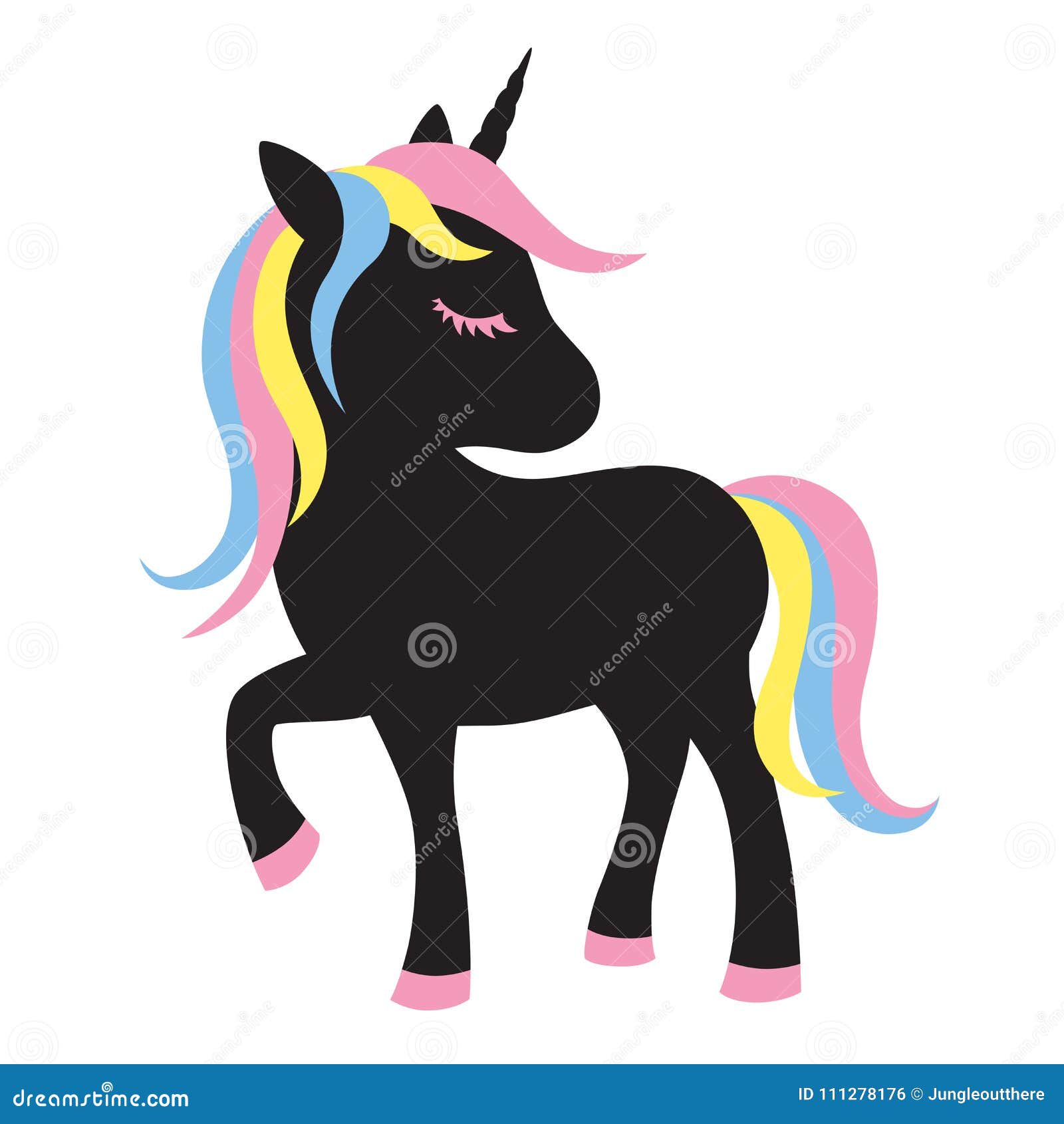 Unicorn Vector Illustration Negro Lindo Ilustración del Vector ...