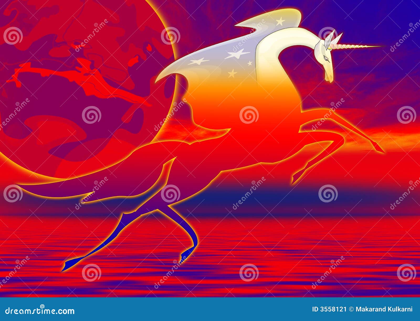 Unicorn in water stock illustration. Illustration of creature - 3558121