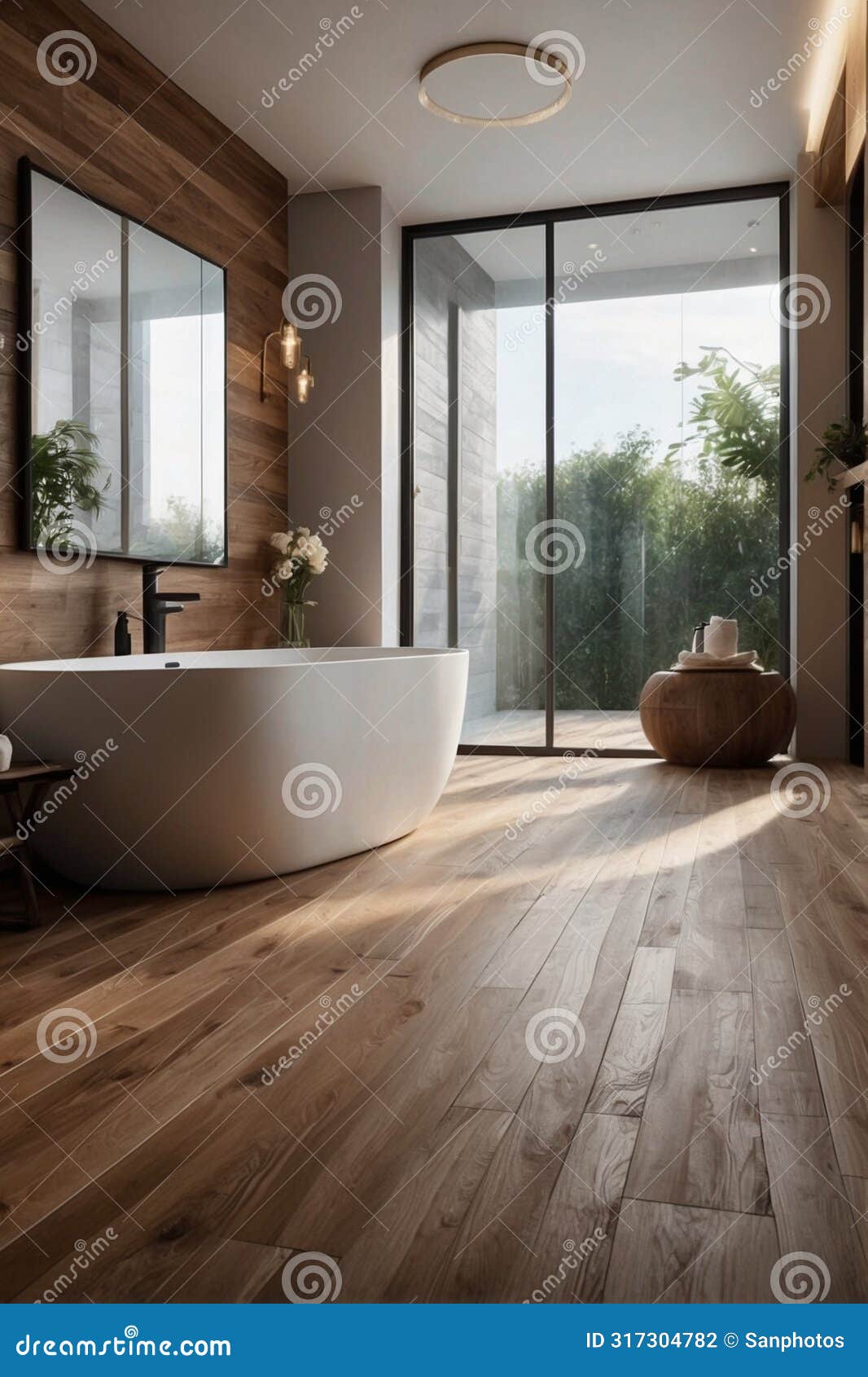 wood tranquility: white minimalist elegance in the bathroom