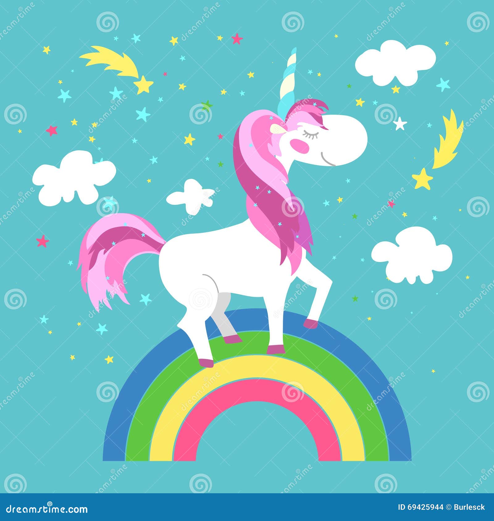 Unicorno leggiadramente con l arcobaleno Illustrazione di vettore