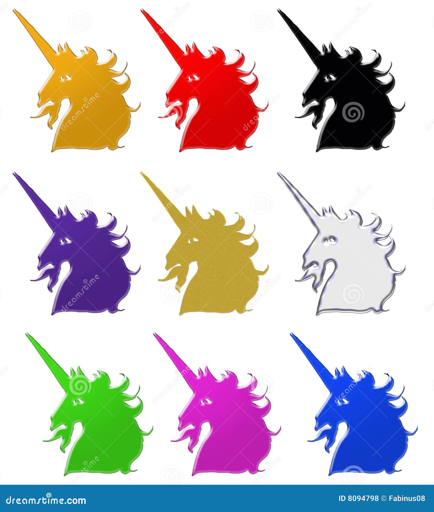 Unicorns in Different Colors Stock Illustration - Illustration of