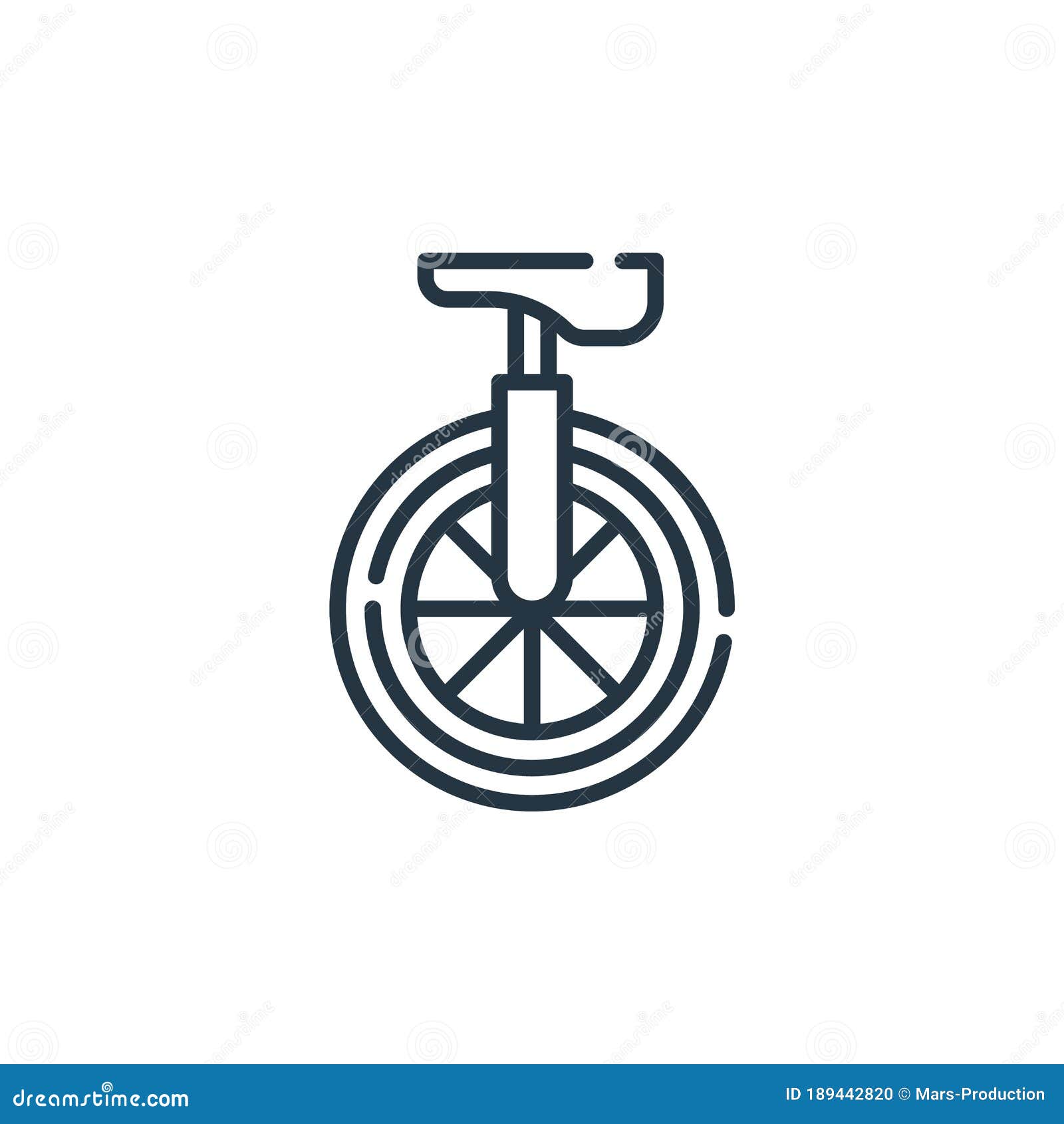 Unicycle Vector Icon Isolated on White Background. Outline, Thin Line