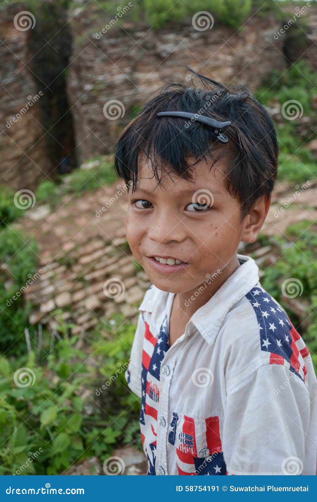 Unidentified Burmese Children Smiling with Thanaka Paste on the Face ...