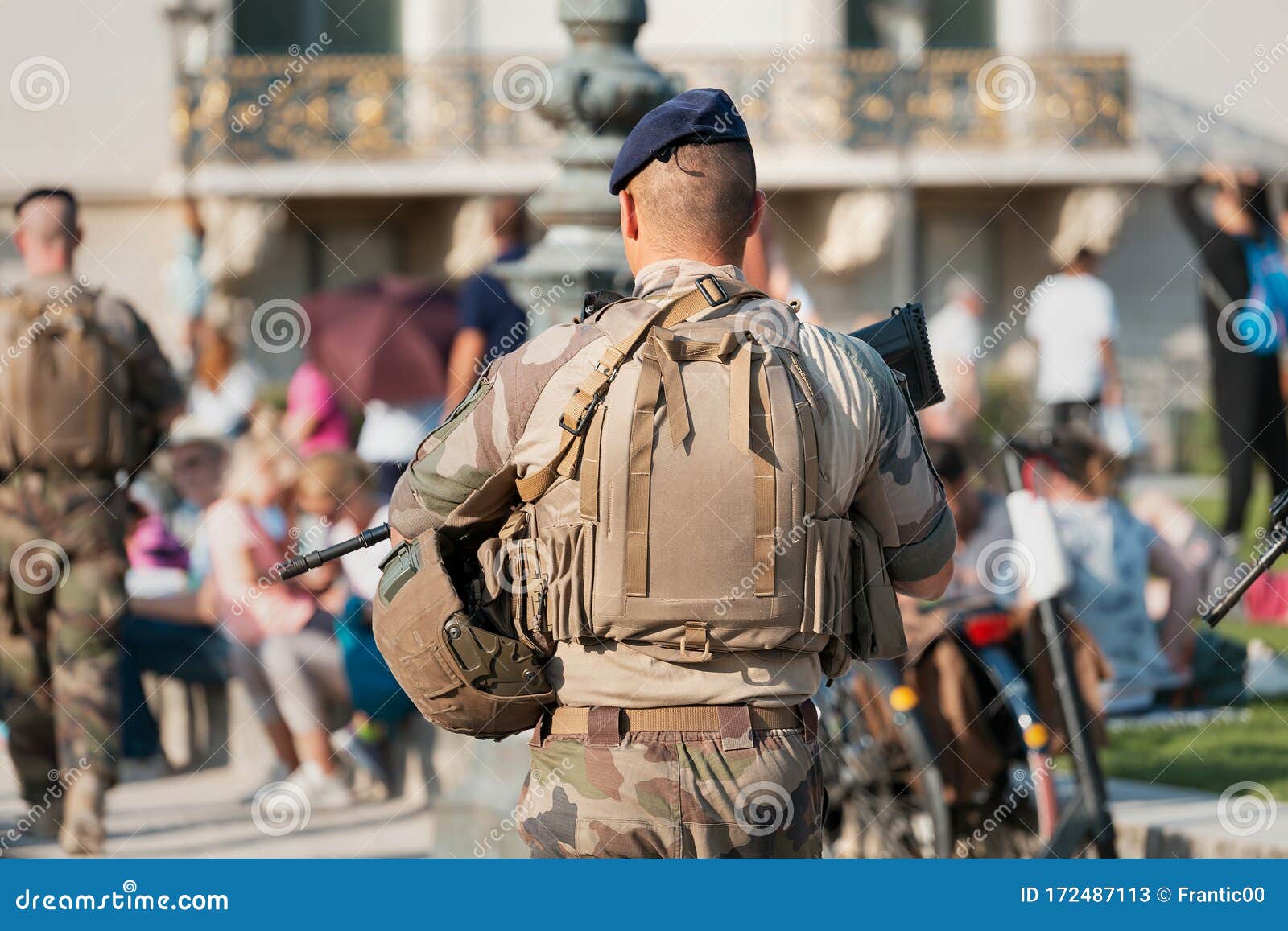 Unidentified Man In Military Uniform And With A Military Weapon Unidentified Man In Military Uniform And With A Military Weapon