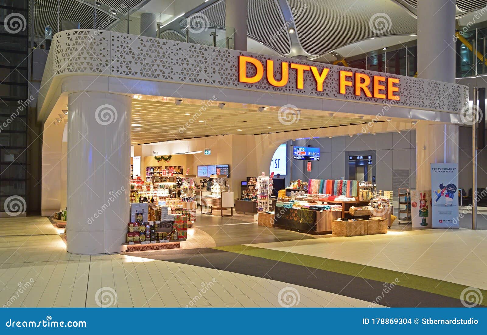 unifree duty free shop in the shining new building of istanbul airport editorial stock image image of interior ceased 178869304