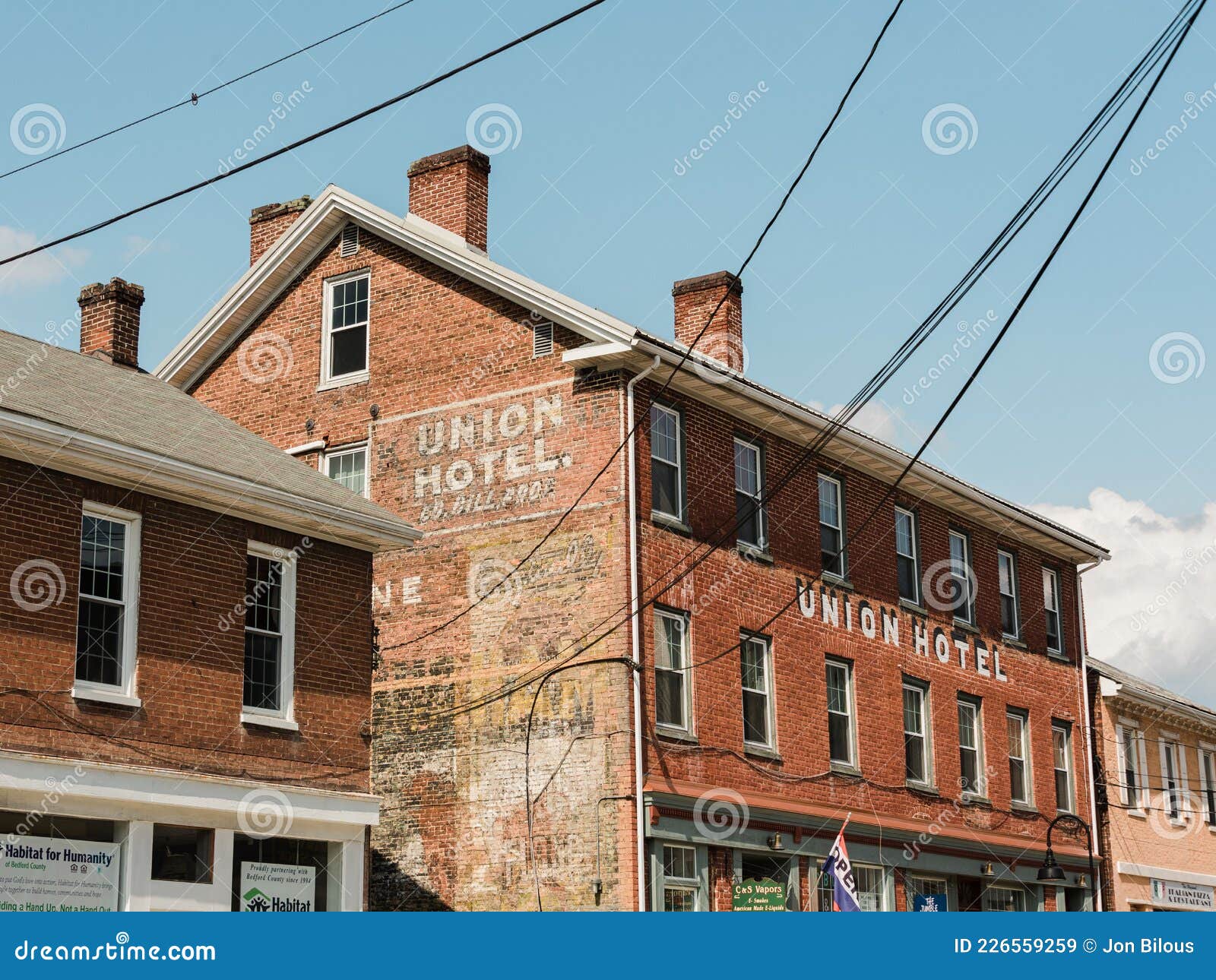 The Union Hotel, in Downtown Bedford, Pennsylvania Editorial Stock