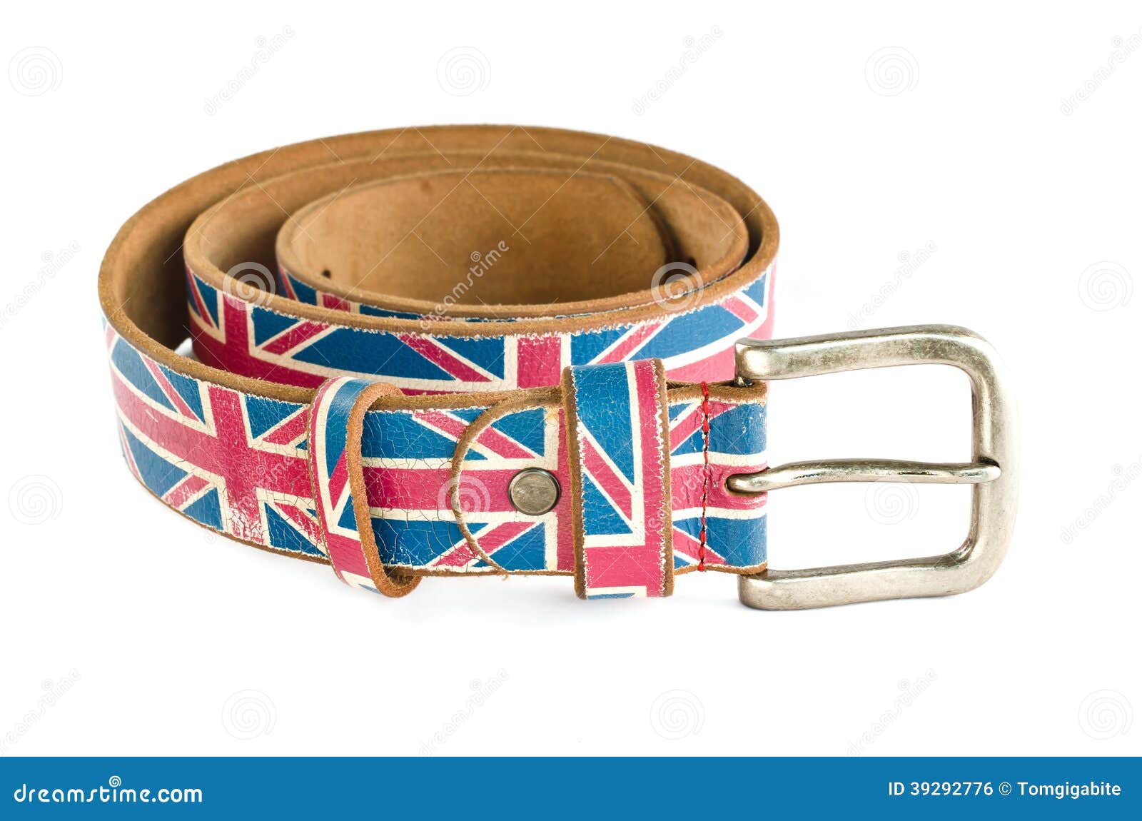 Union Jack Flag Sur La Ceinture En Cuir Brune Photo stock - Image du ...