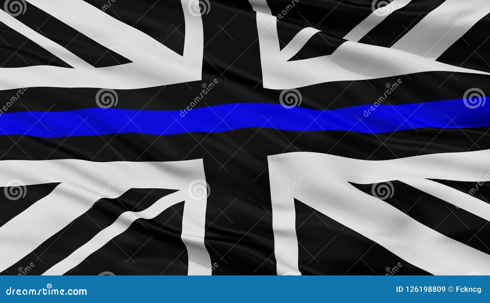 Union Jack Thin Blue Line Flag, Closeup View Stock Illustration
