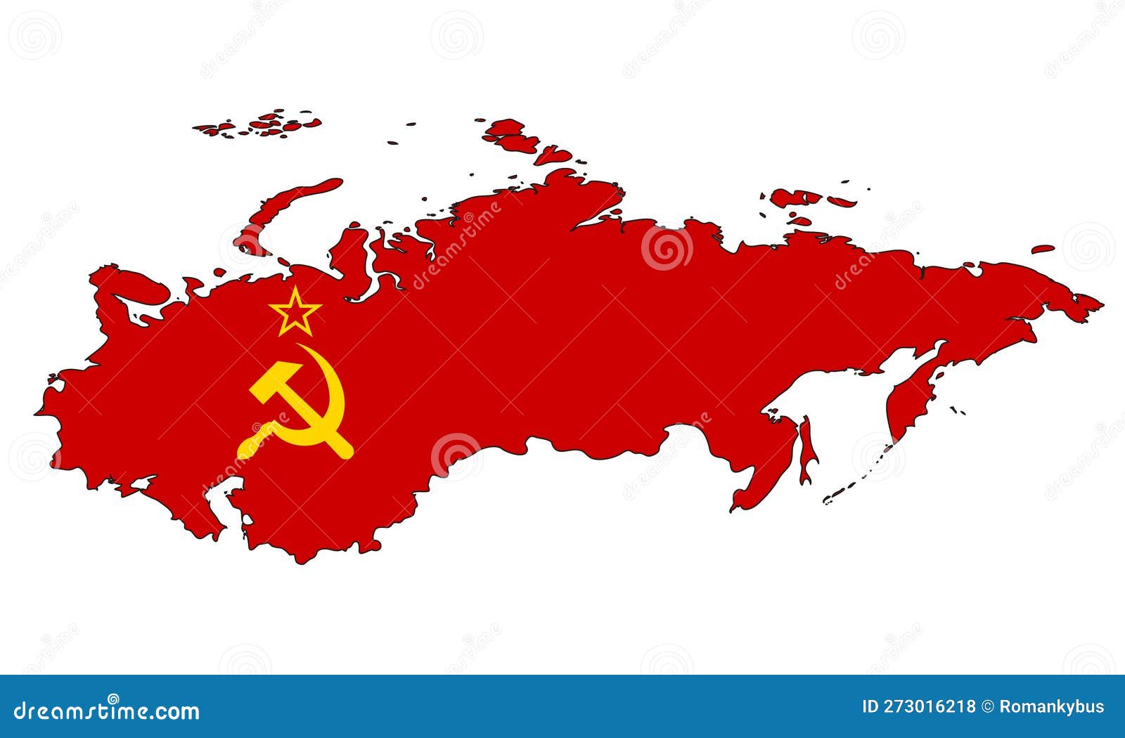 Union of Soviet Socialist Republics Map with Flag - Outline of a State ...