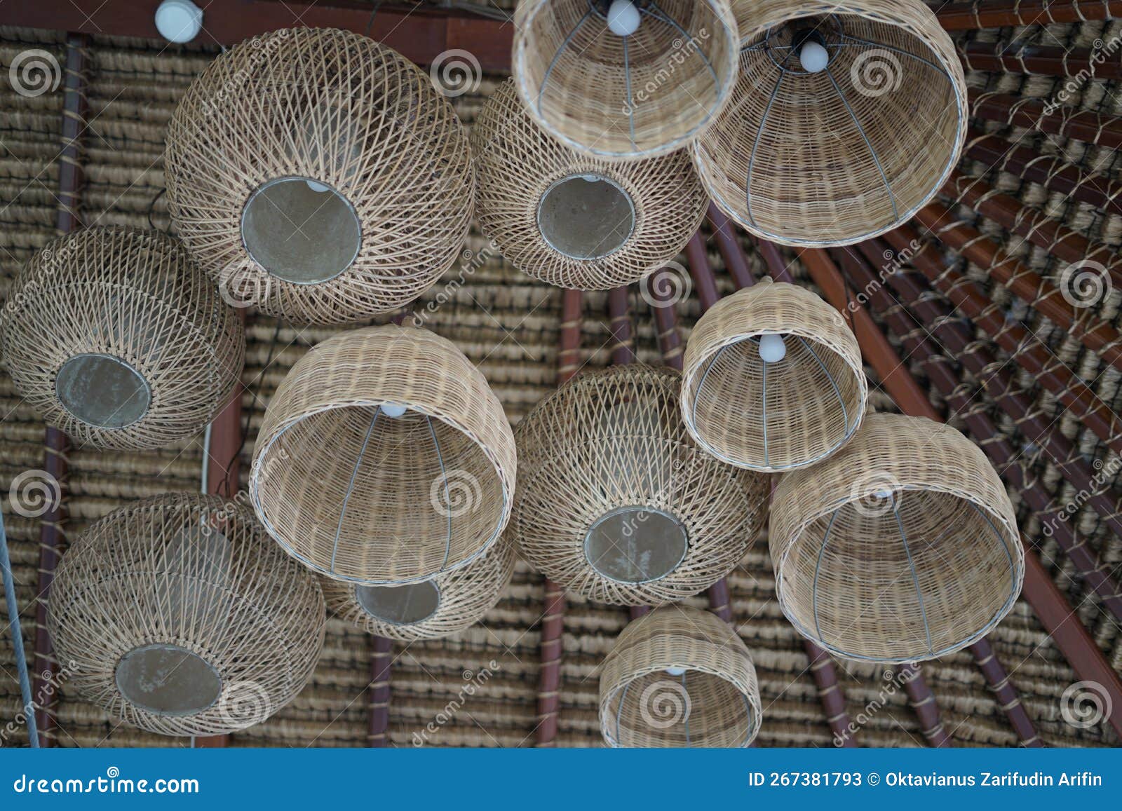 Unique and Aesthetic Lamp House Design in a Restaurant in Bali Stock