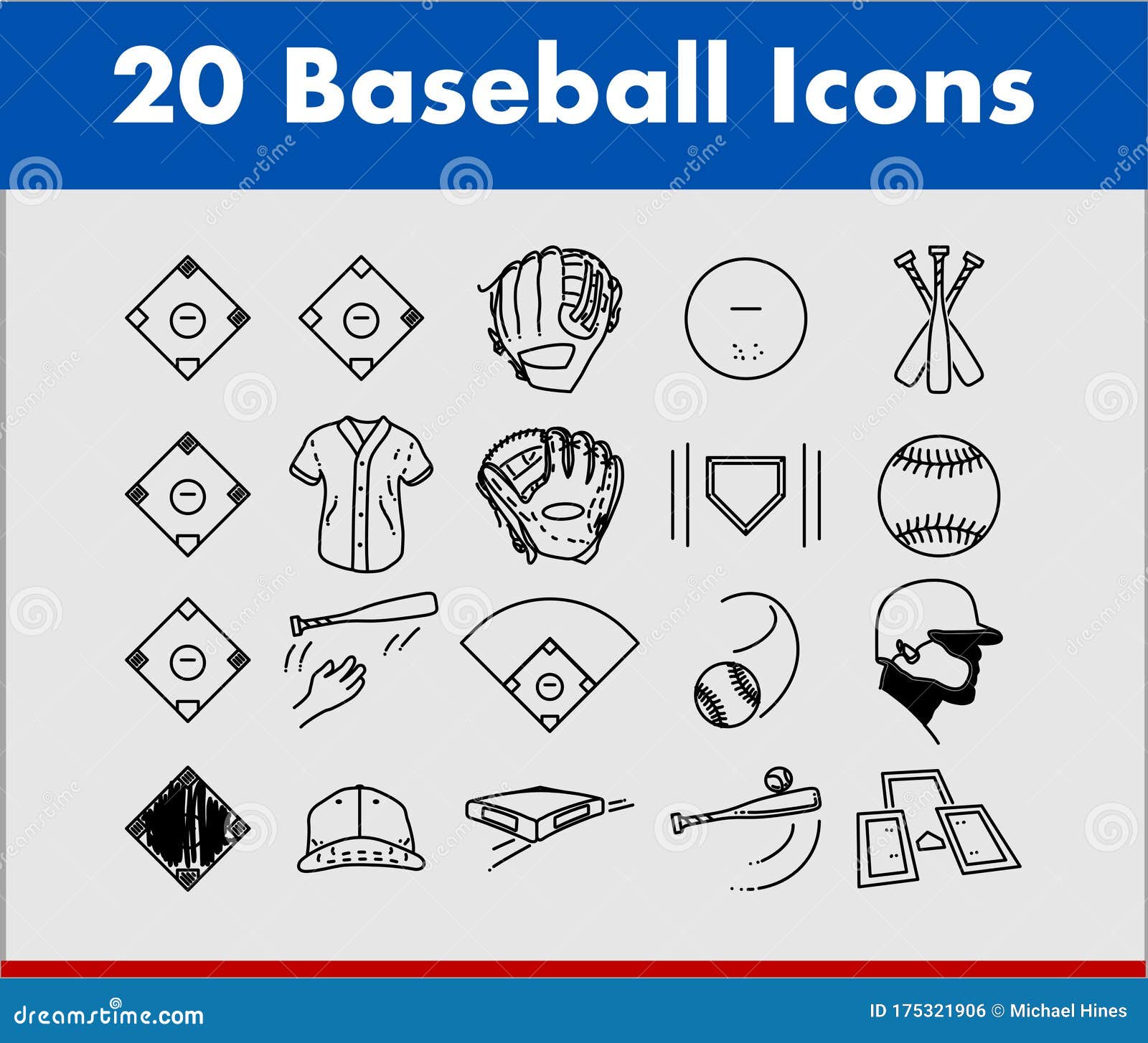 20-baseball-icons-baseball-diamond-scoring-symbols-stock-vector-illustration-of-mound