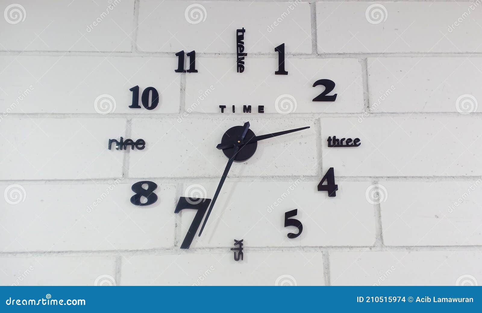 Unique Clock on White Brick Wall. Stock Photo Image of clocks, luxury 210515974