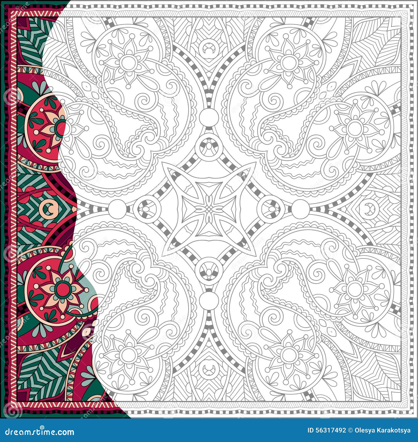 unique coloring book square page for adults