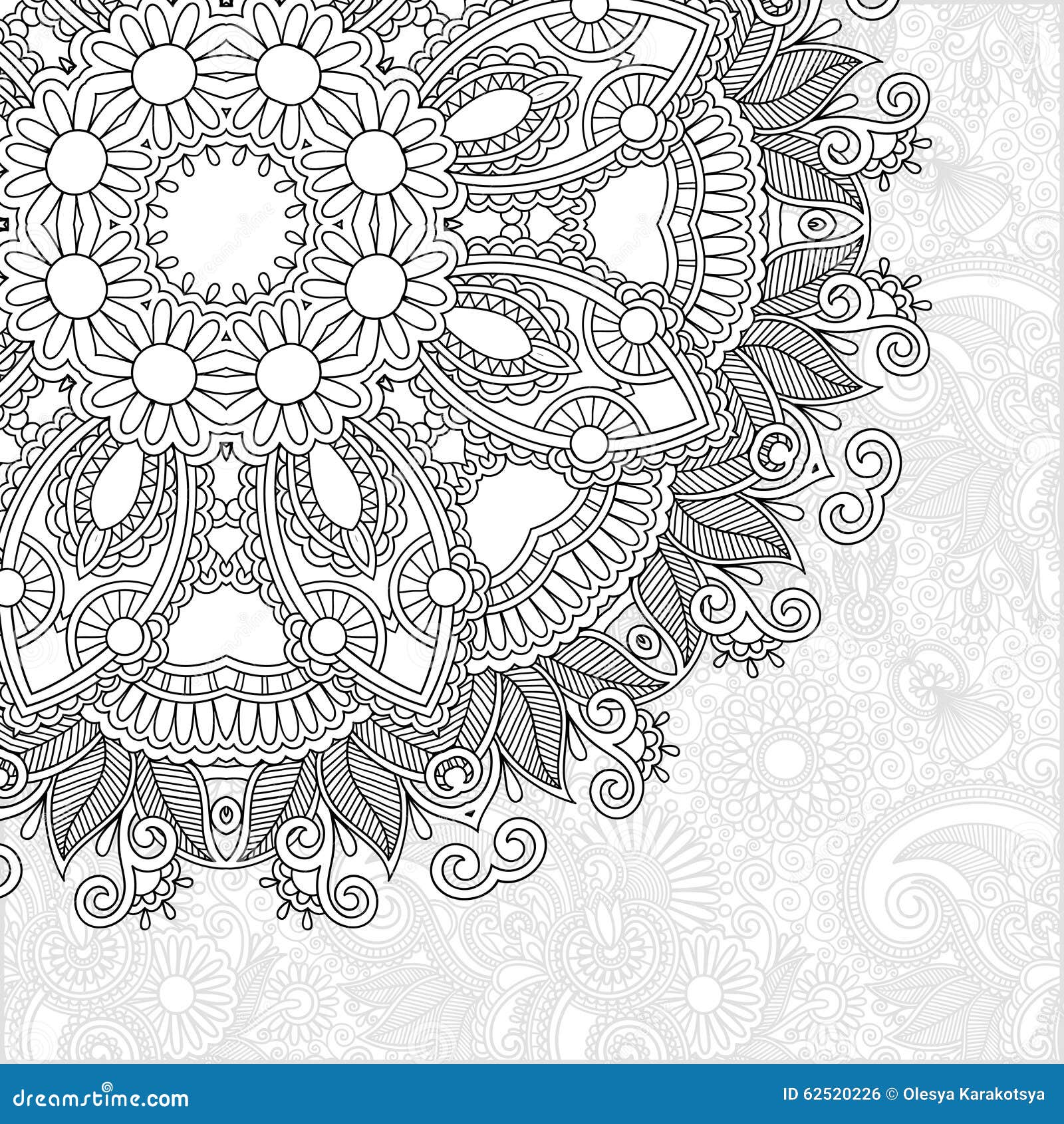 Unique Coloring Book Square Page For Adults Stock Vector