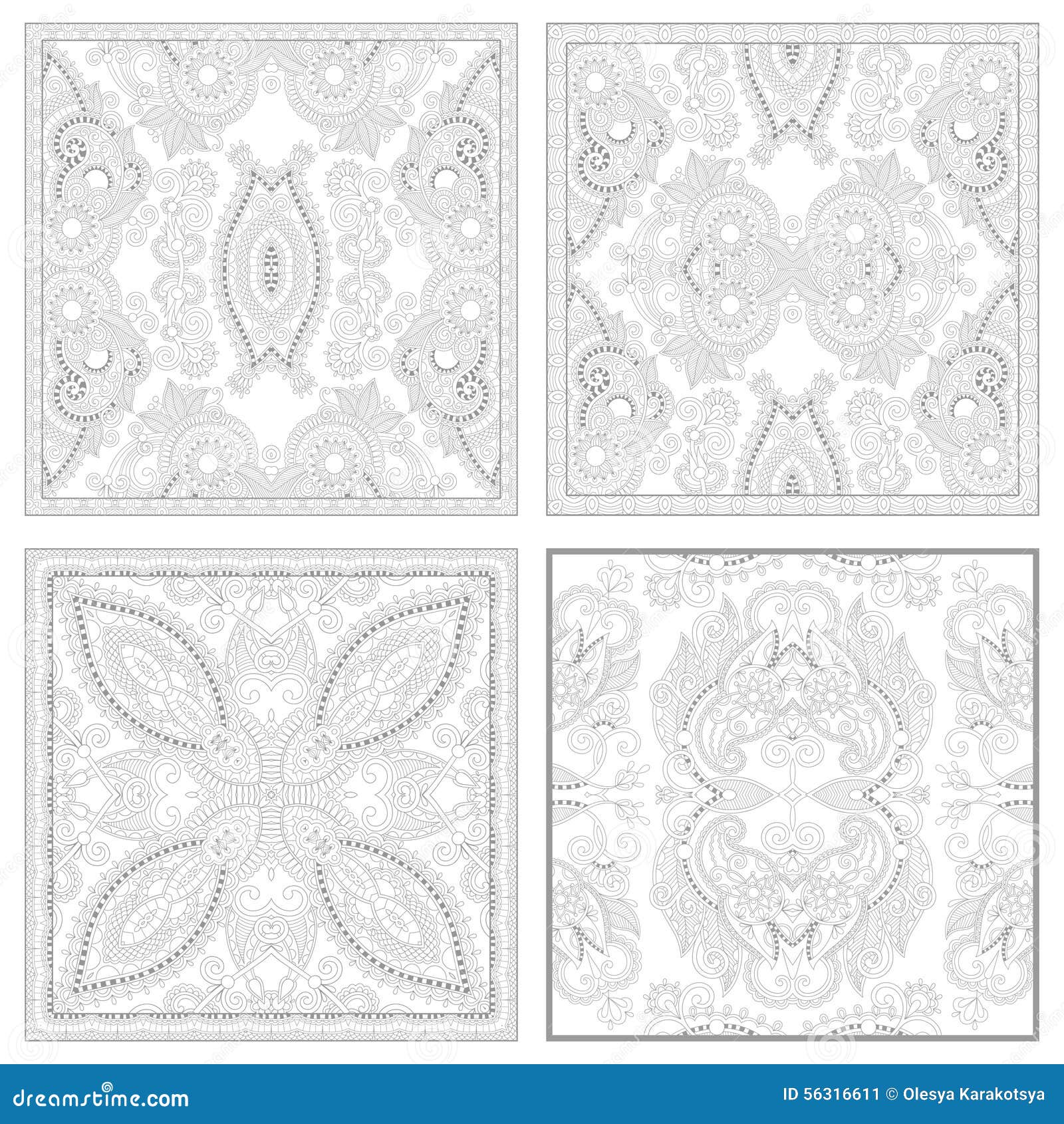 unique coloring book square page set for adults