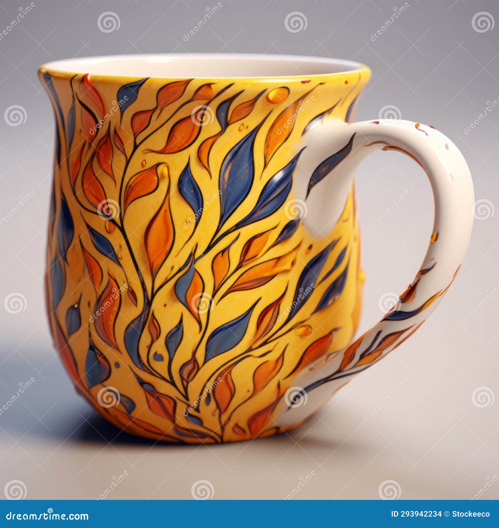 unique 3d feather rendering mug with realistic details