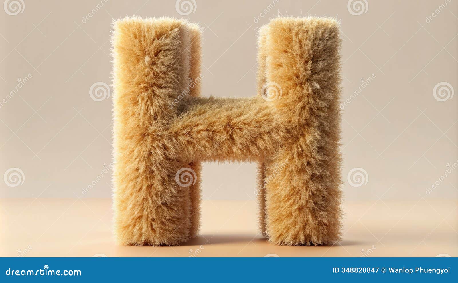 unique 3d letter h : wool texture generative ai art for graphic , creative projects